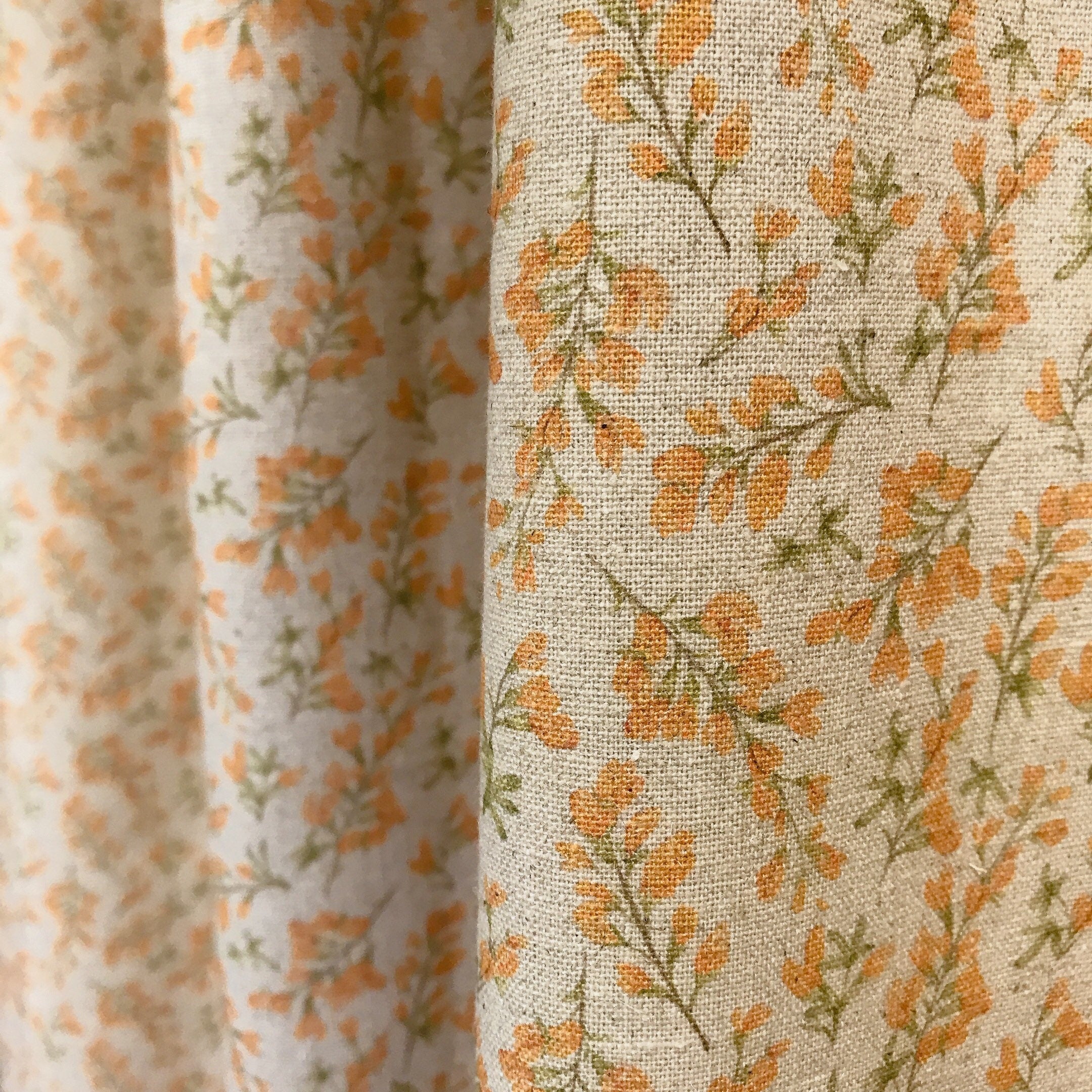 Orange Floral Curtain on Natural Beige