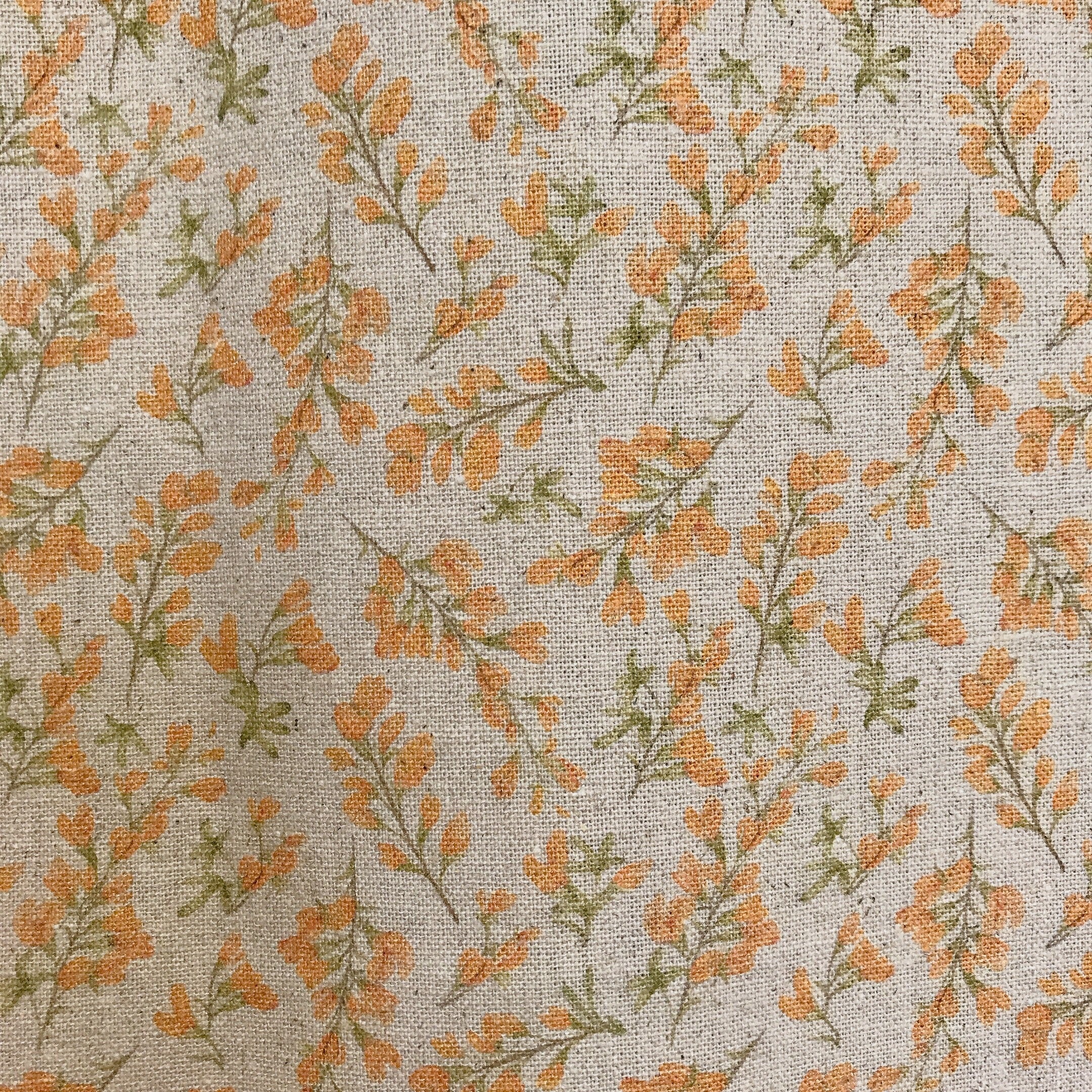 Orange Floral Curtain on Natural Beige