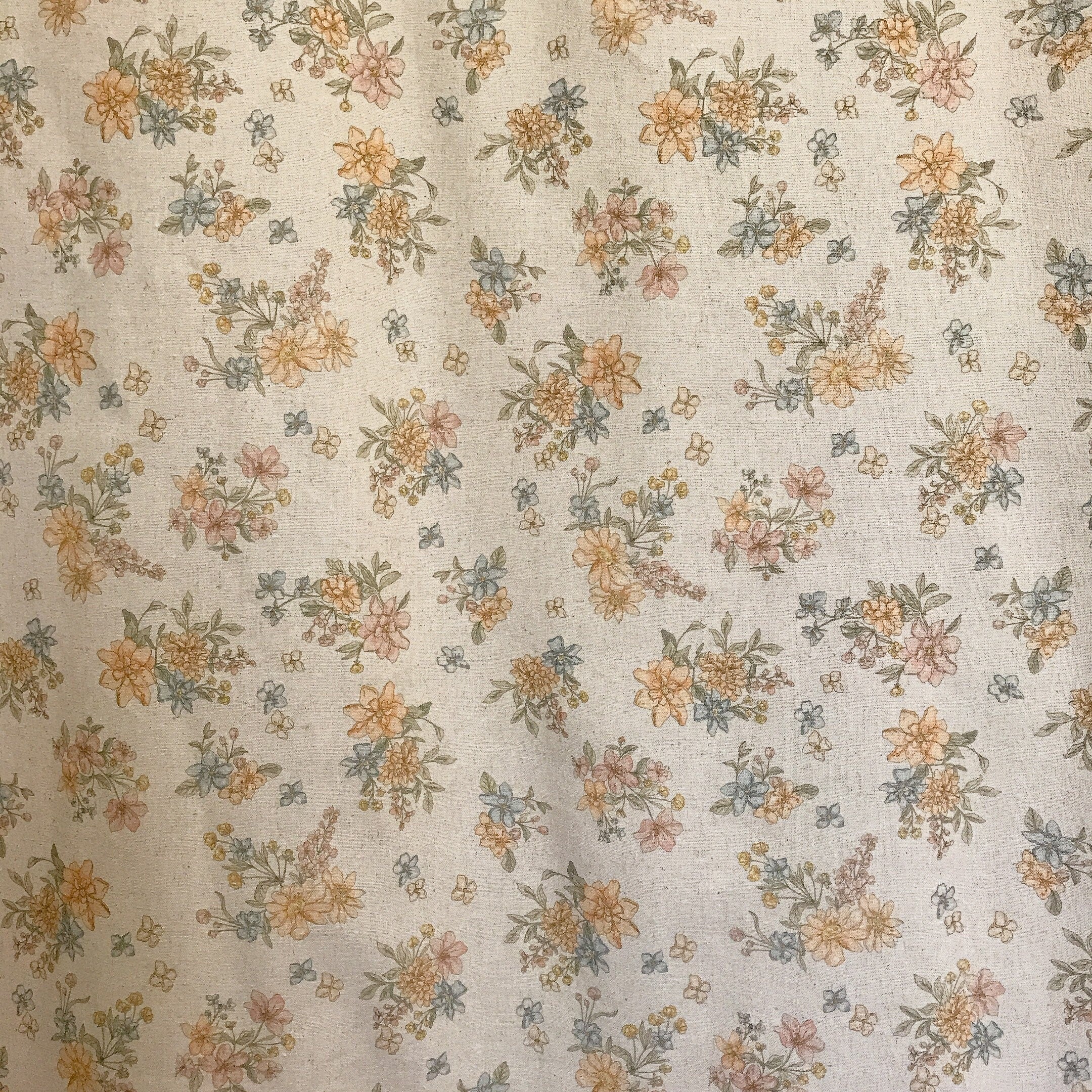Pale Orange and Light Pink Floral Curtain on Natural Beige