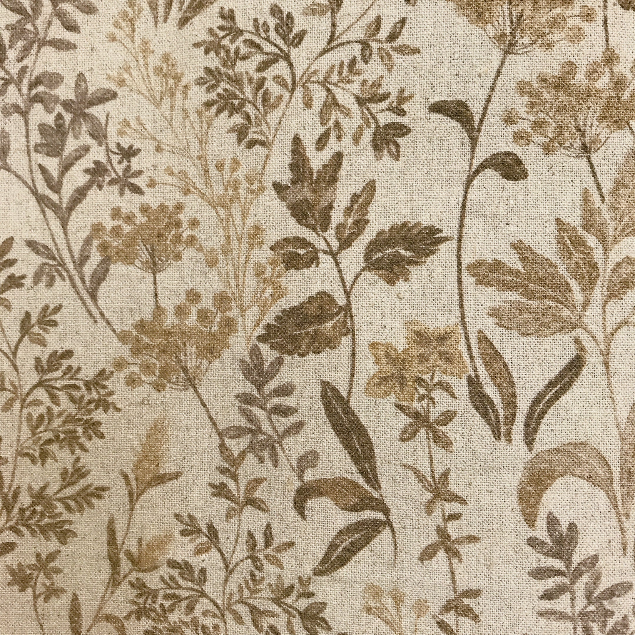Brown Herbal Floral Curtain on Natural Beige