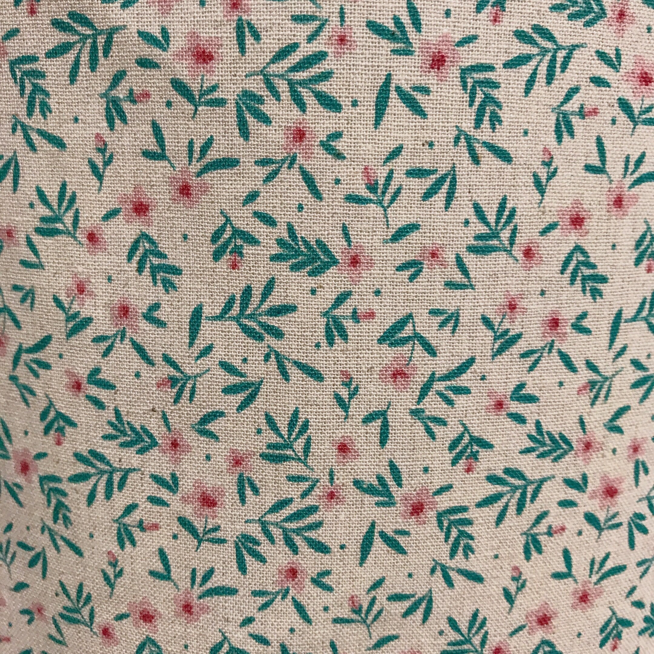 Teal Sprout Floral Curtain on Natural Beige