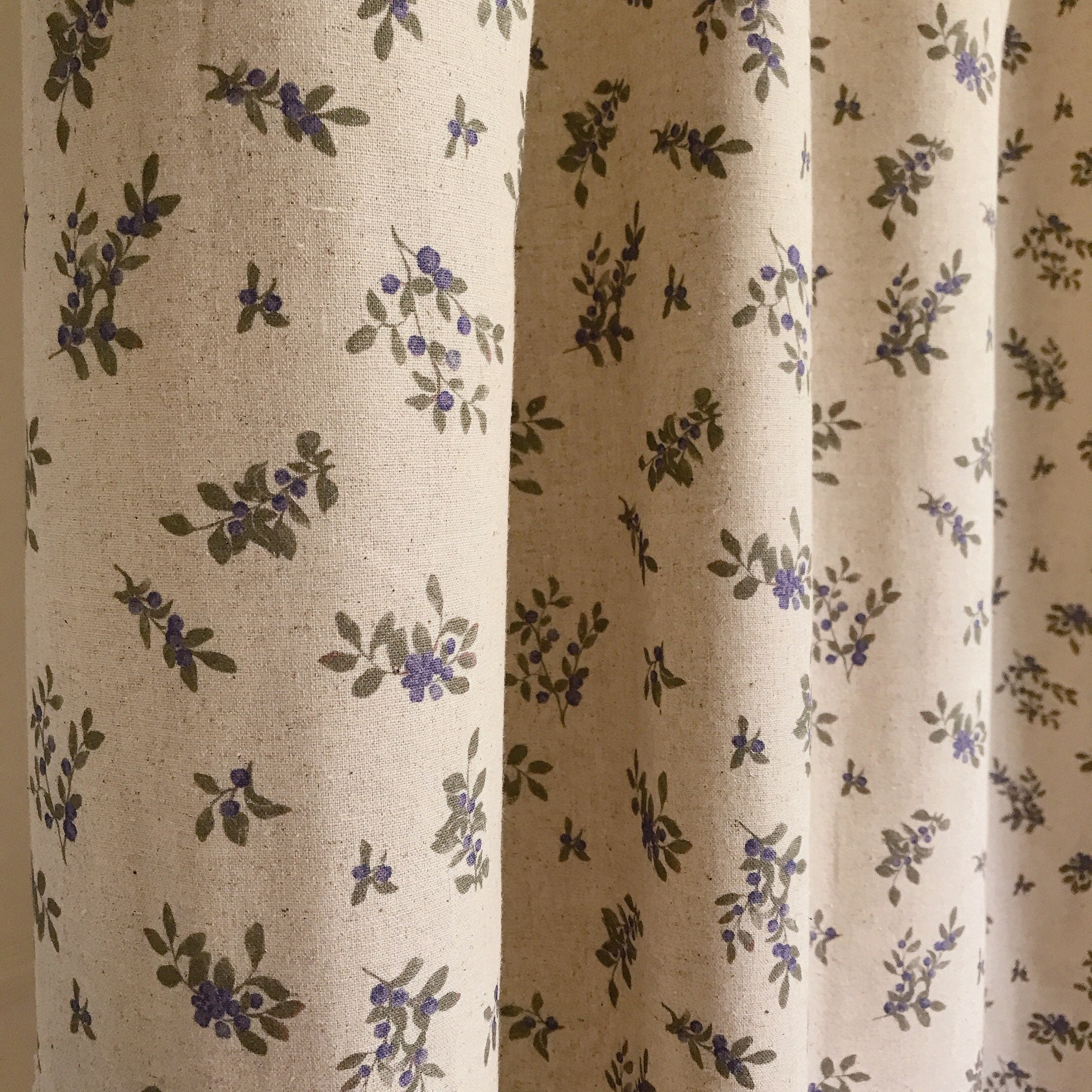 Blue Berry Curtain on Natural Beige