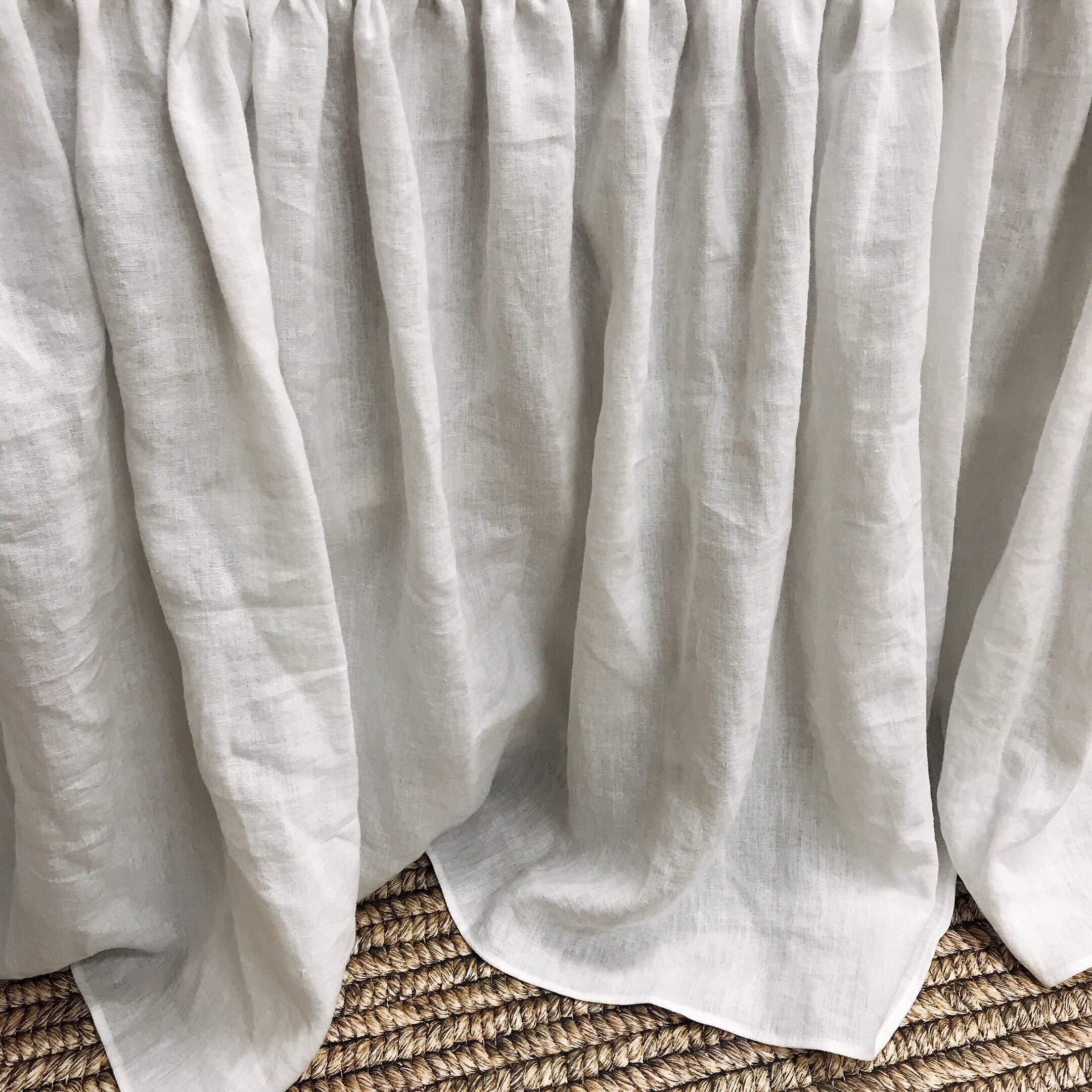 Washed White Linen Bedskirt