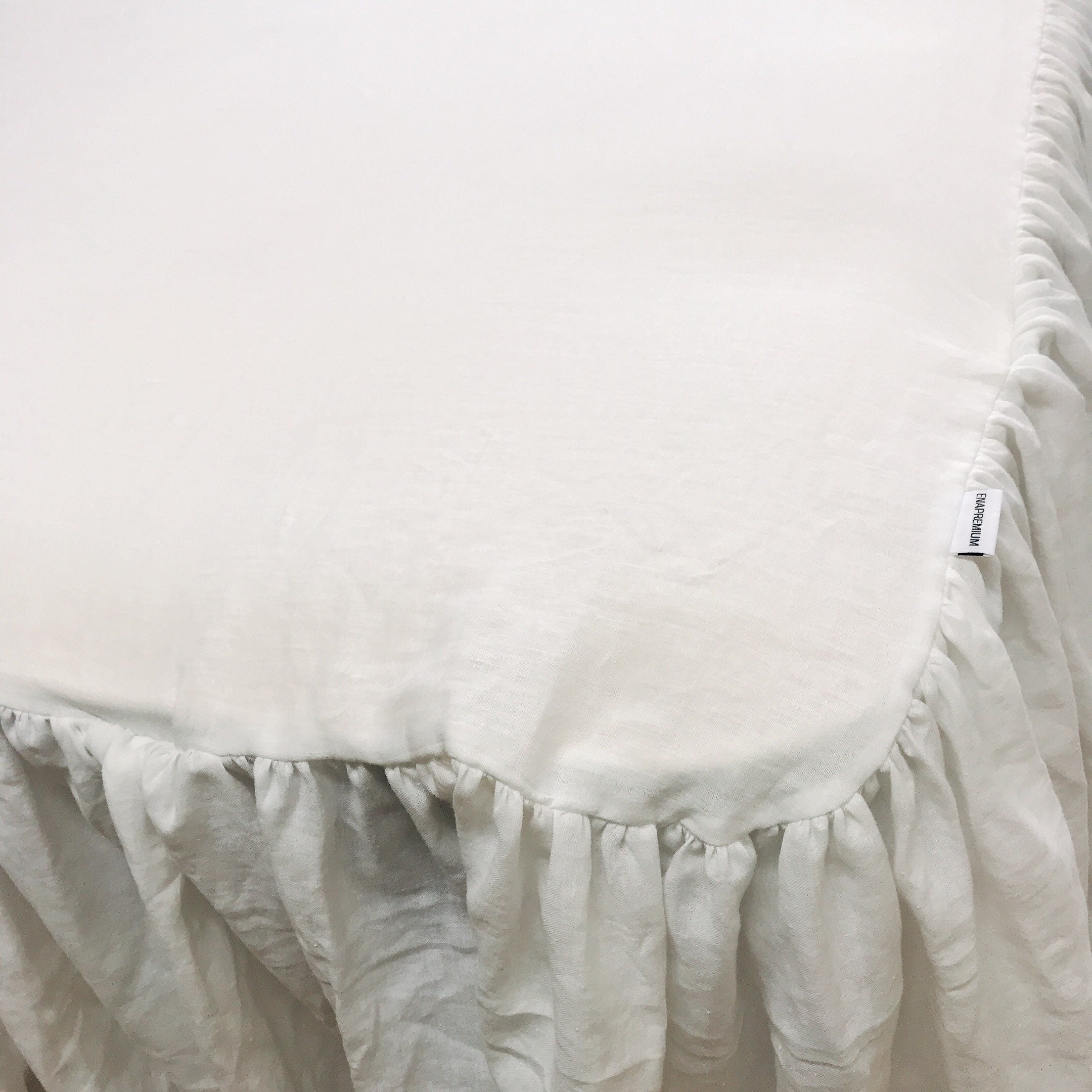 Washed White Linen Bedskirt
