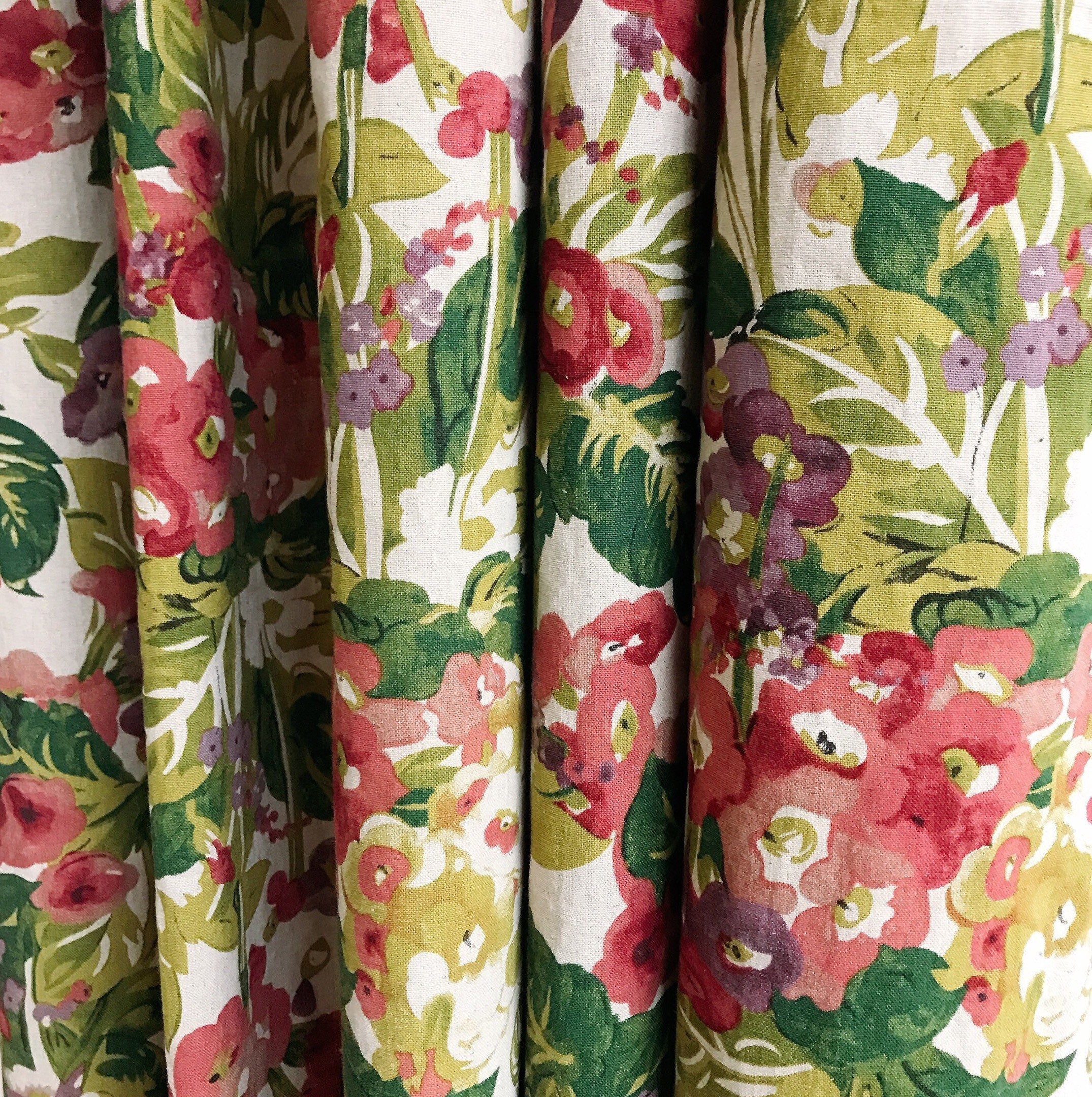 Burgundy Floral Curtain on Natural Beige