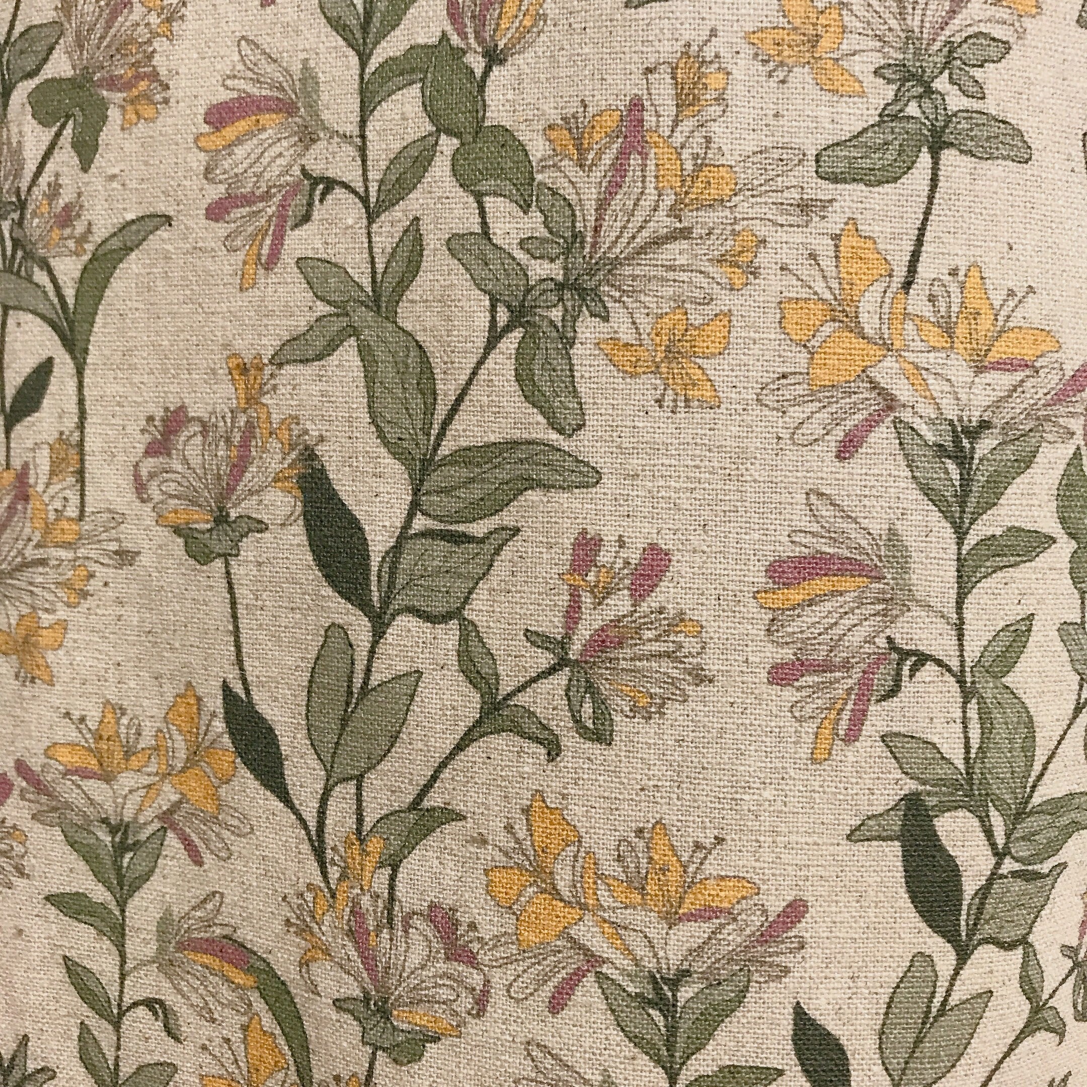 Light Orange and Plum Pink Floral Curtain on Natural Beige