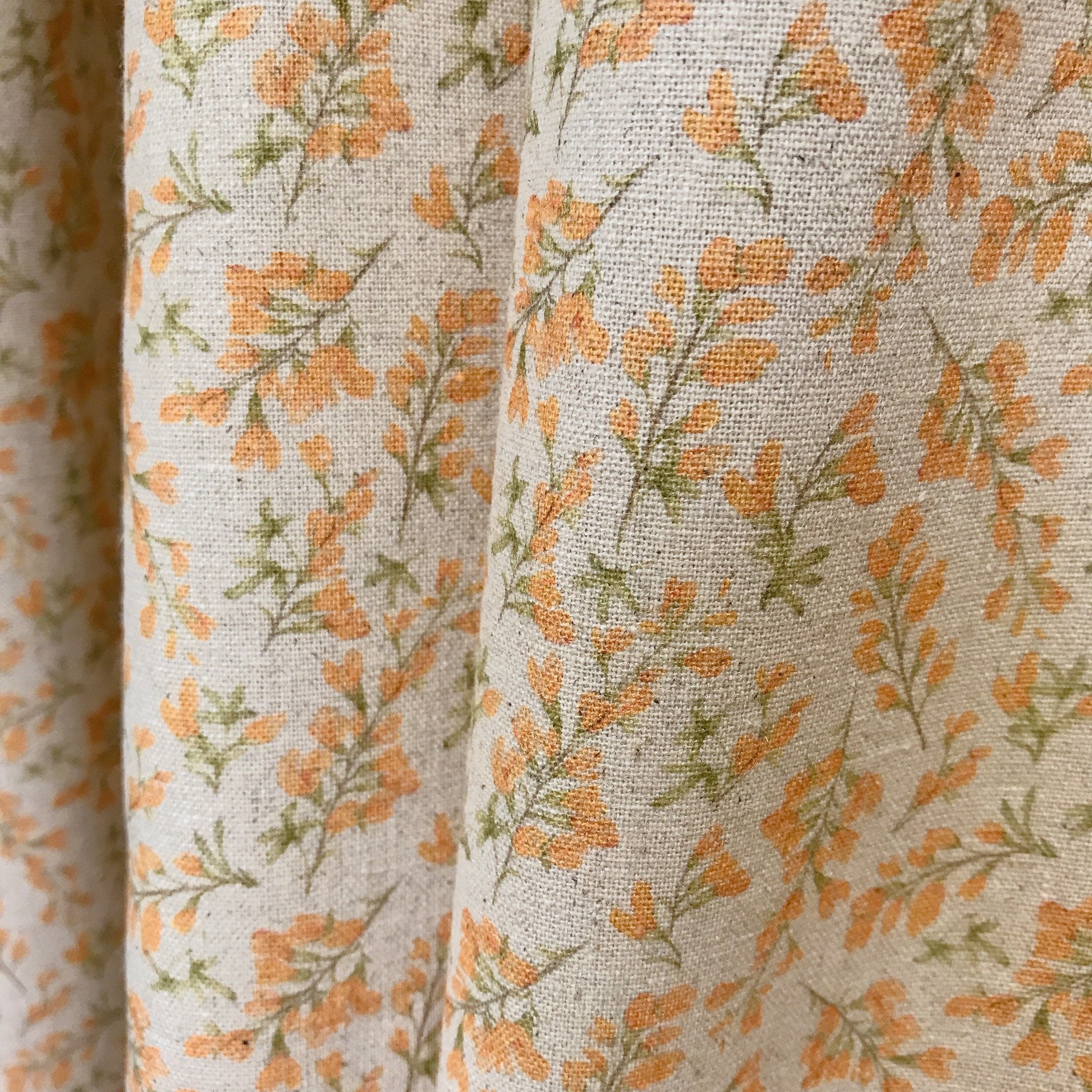 Orange Floral Curtain on Natural Beige