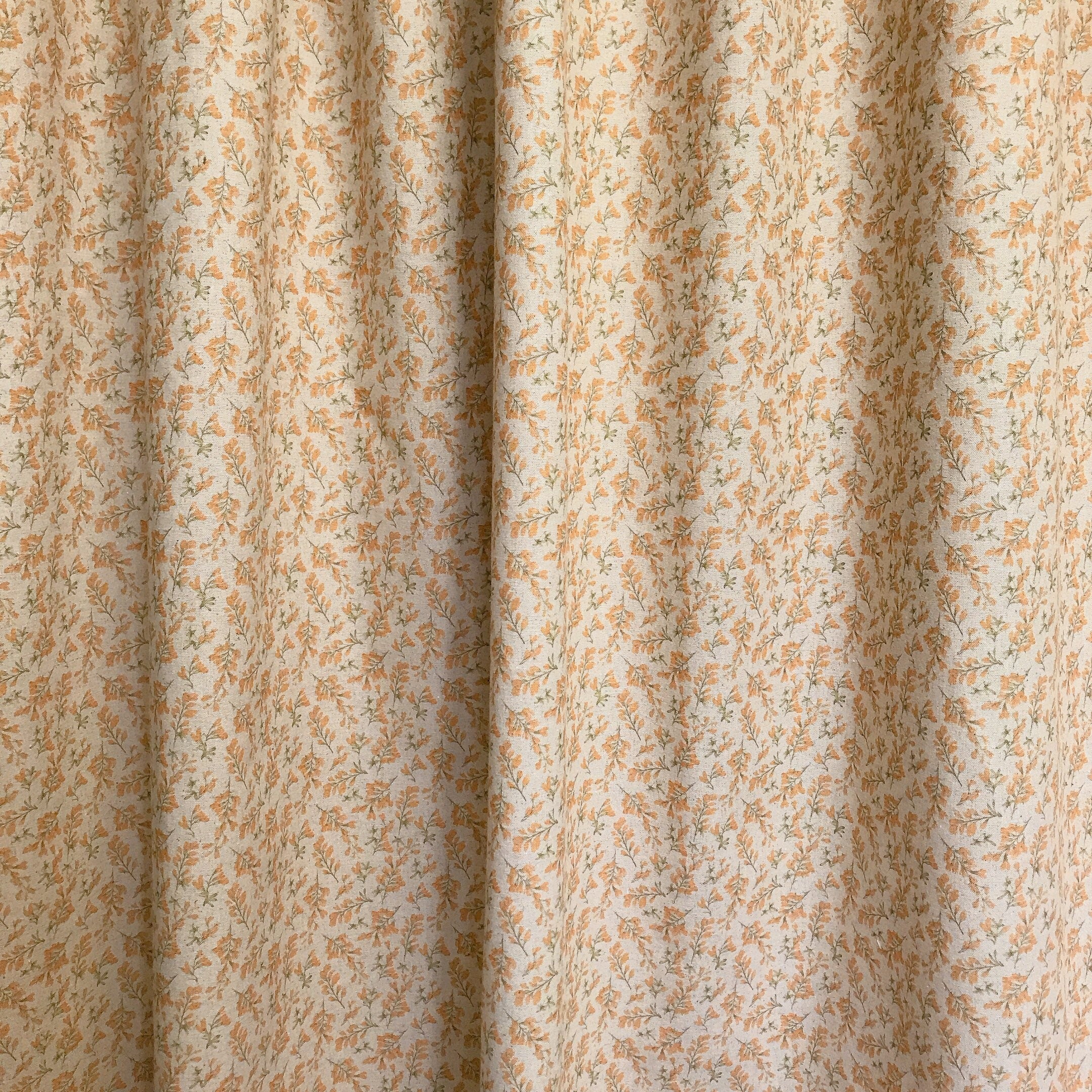 Orange Floral Curtain on Natural Beige