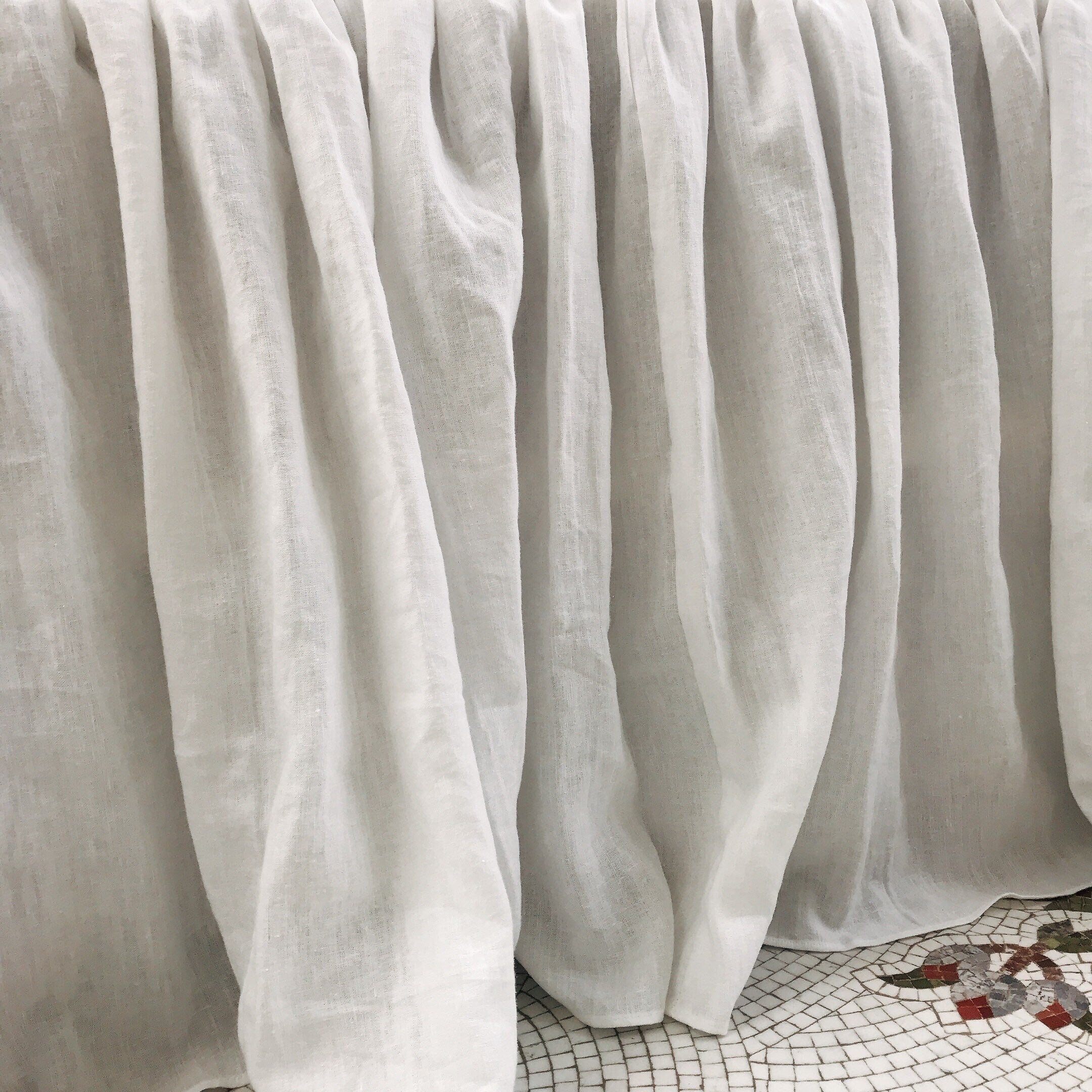 Washed White Linen Bedskirt