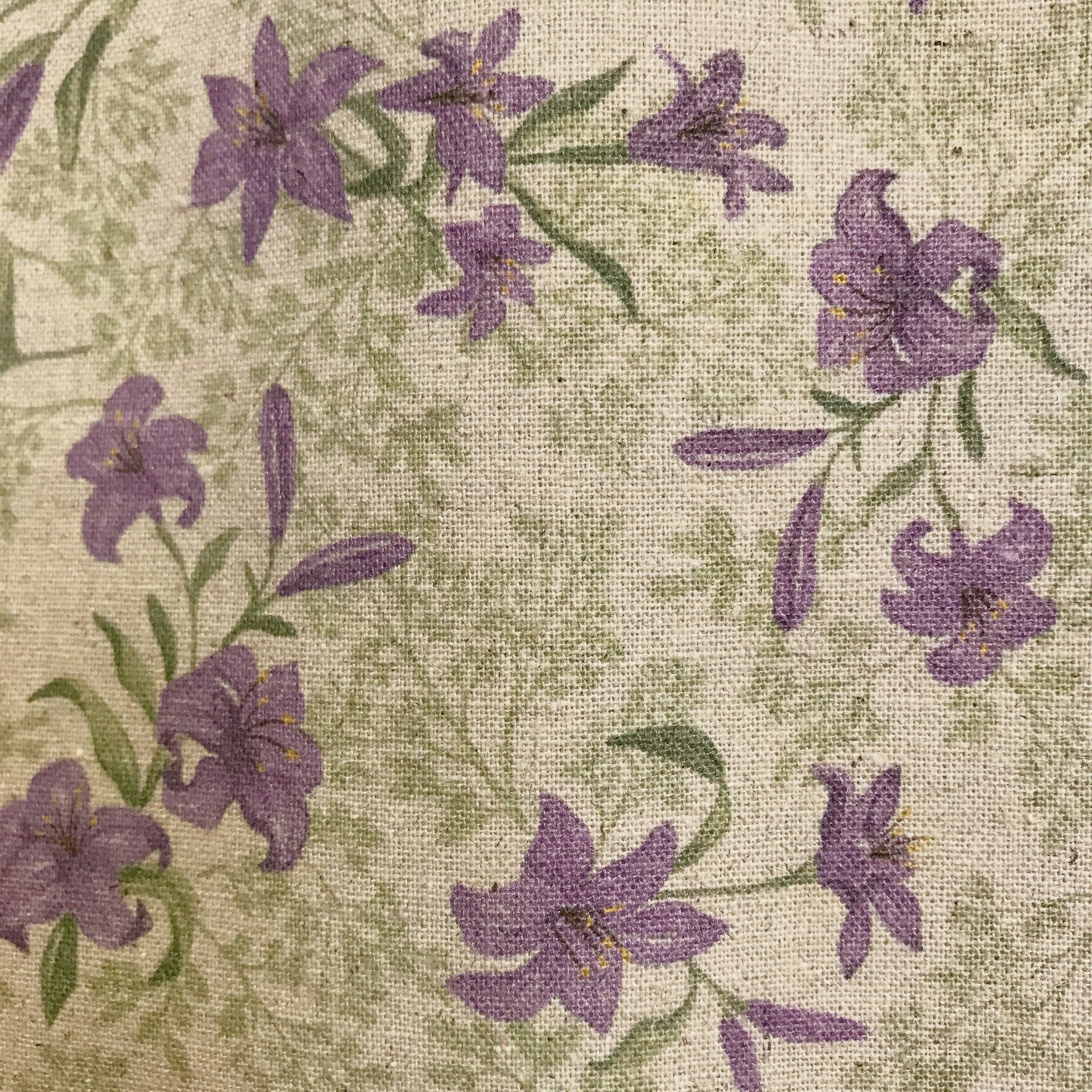 Purple Lilies Floral Curtain on Natural Beige