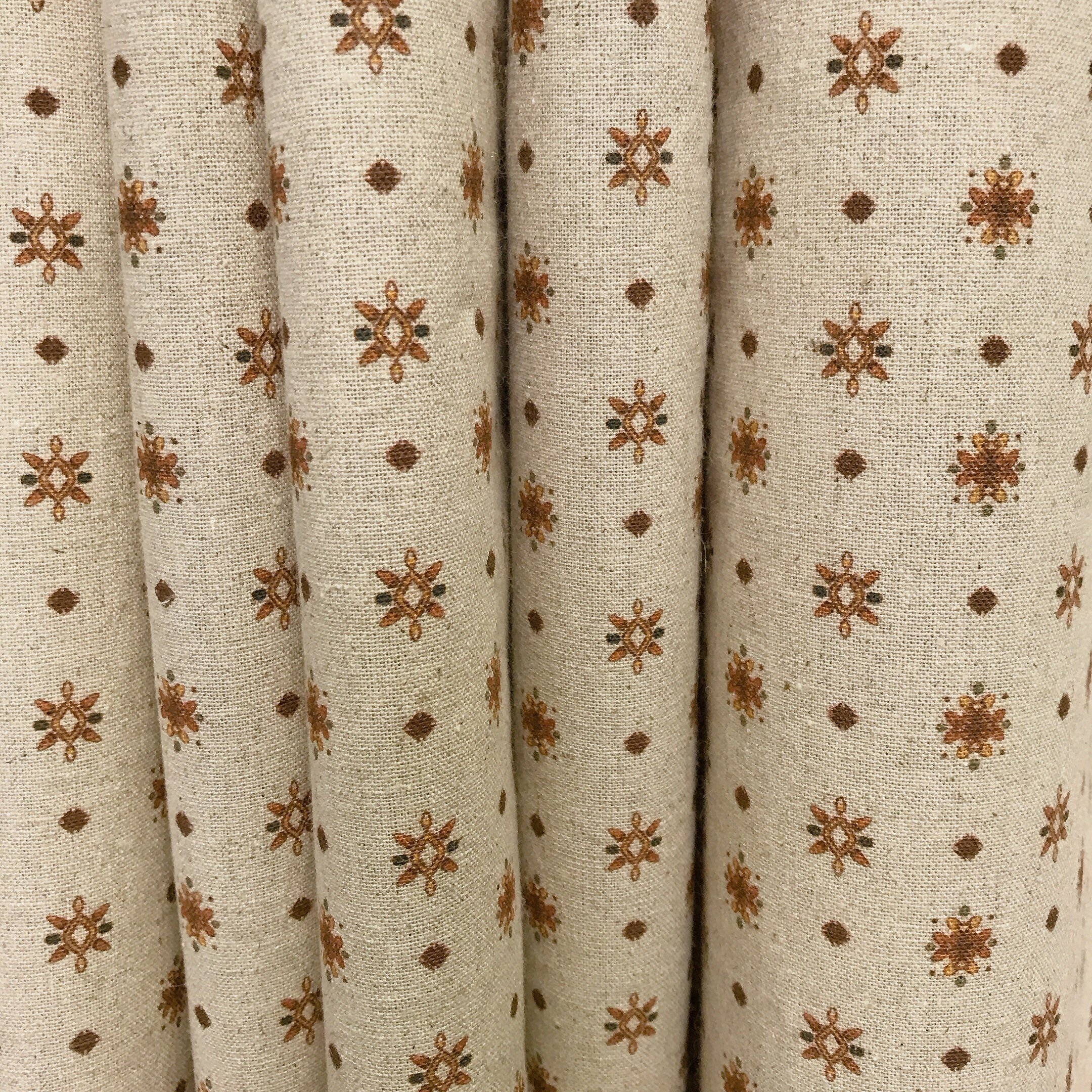 Copper Brown Circle Curtain on Natural Beige