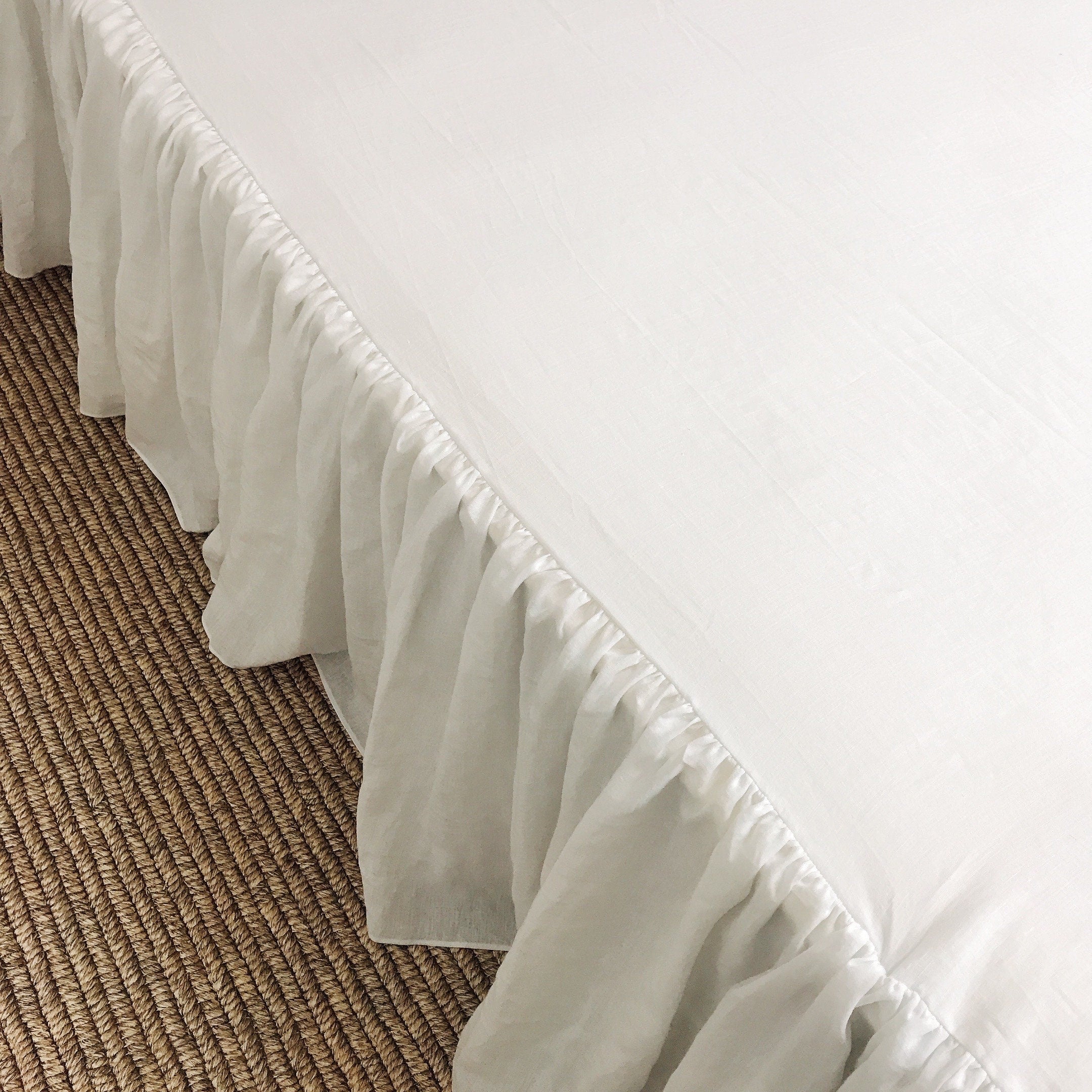 Washed White Linen Bedskirt