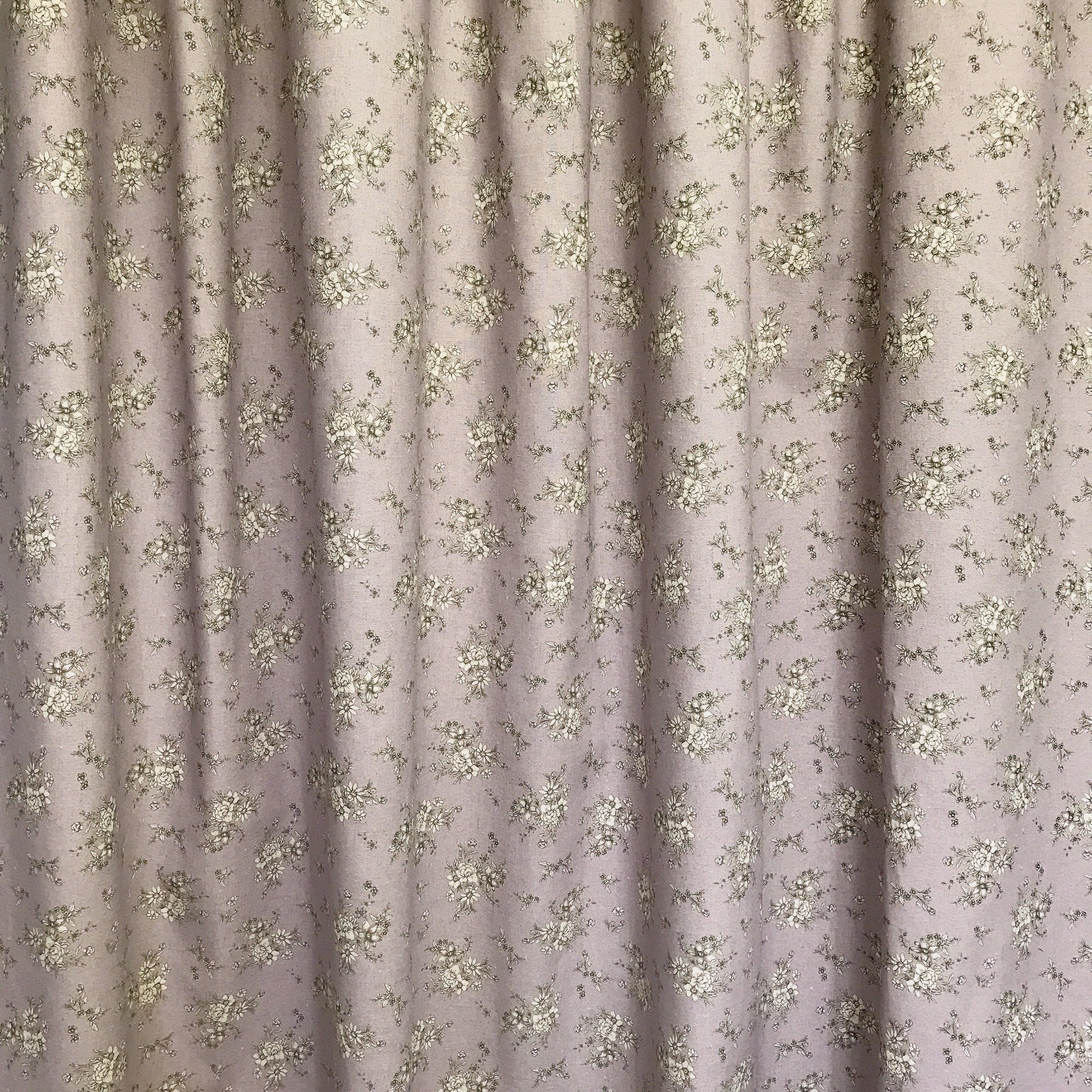 Natural Beige Floral Curtain on Faded Purple