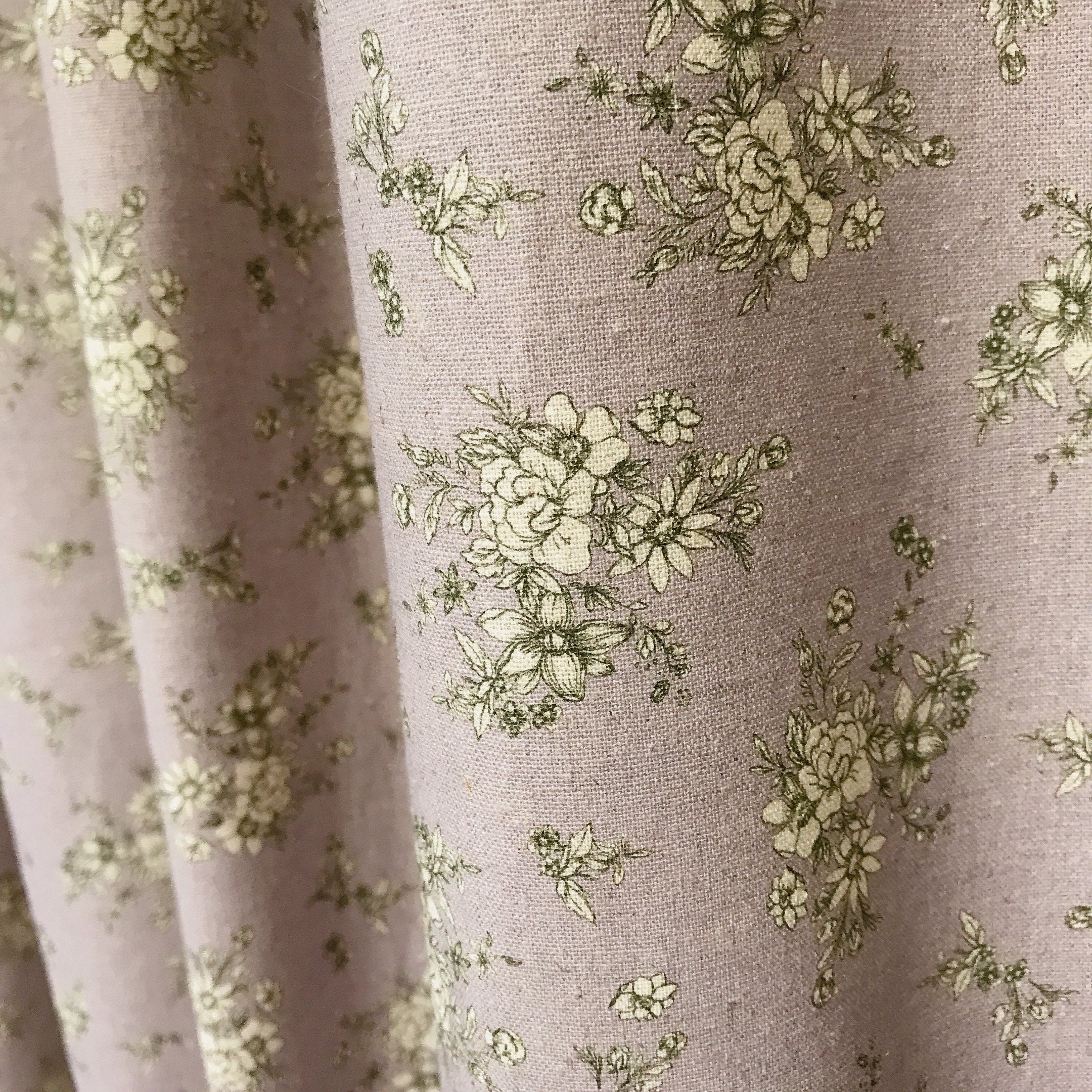 Natural Beige Floral Curtain on Faded Purple