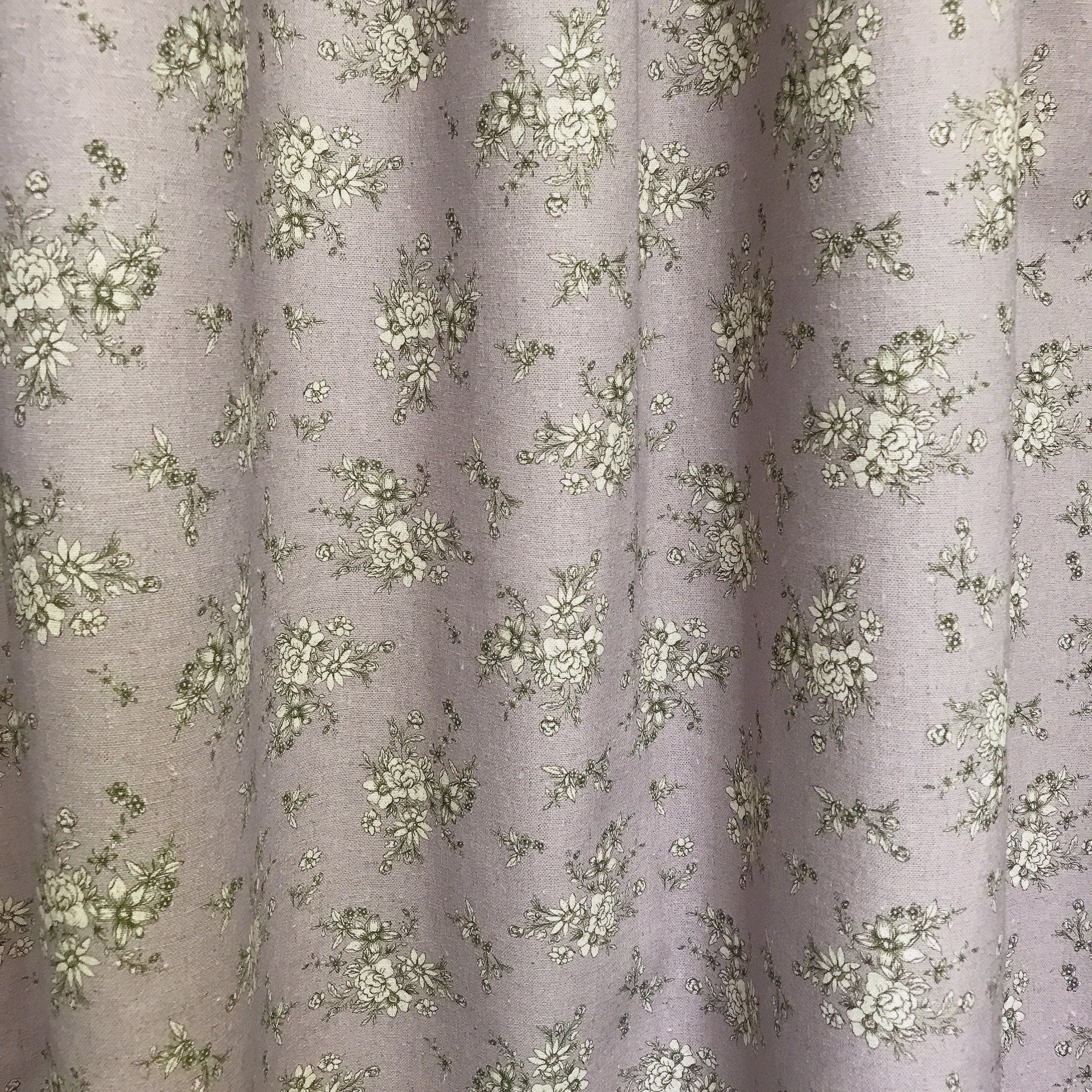 Natural Beige Floral Curtain on Faded Purple