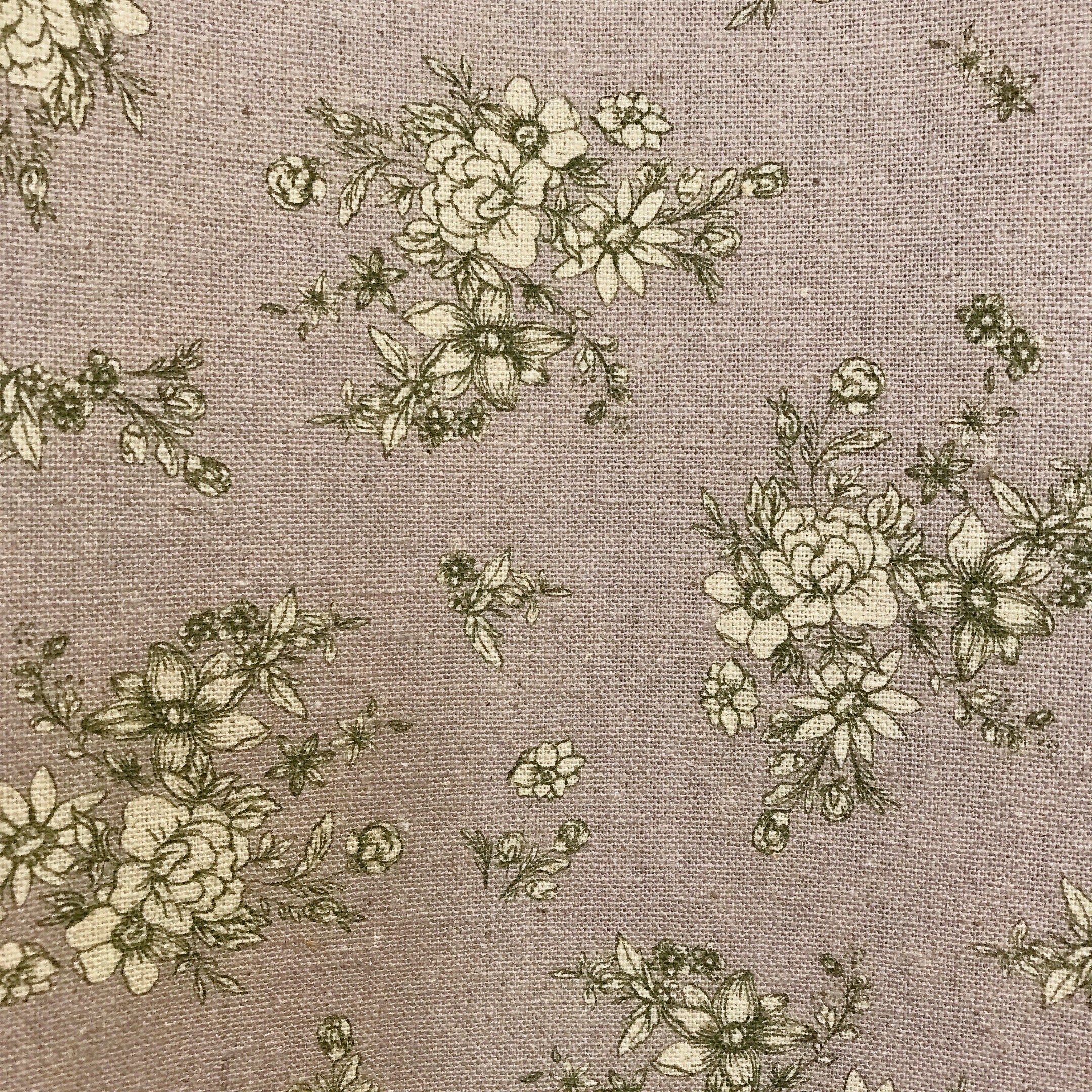 Natural Beige Floral Curtain on Faded Purple