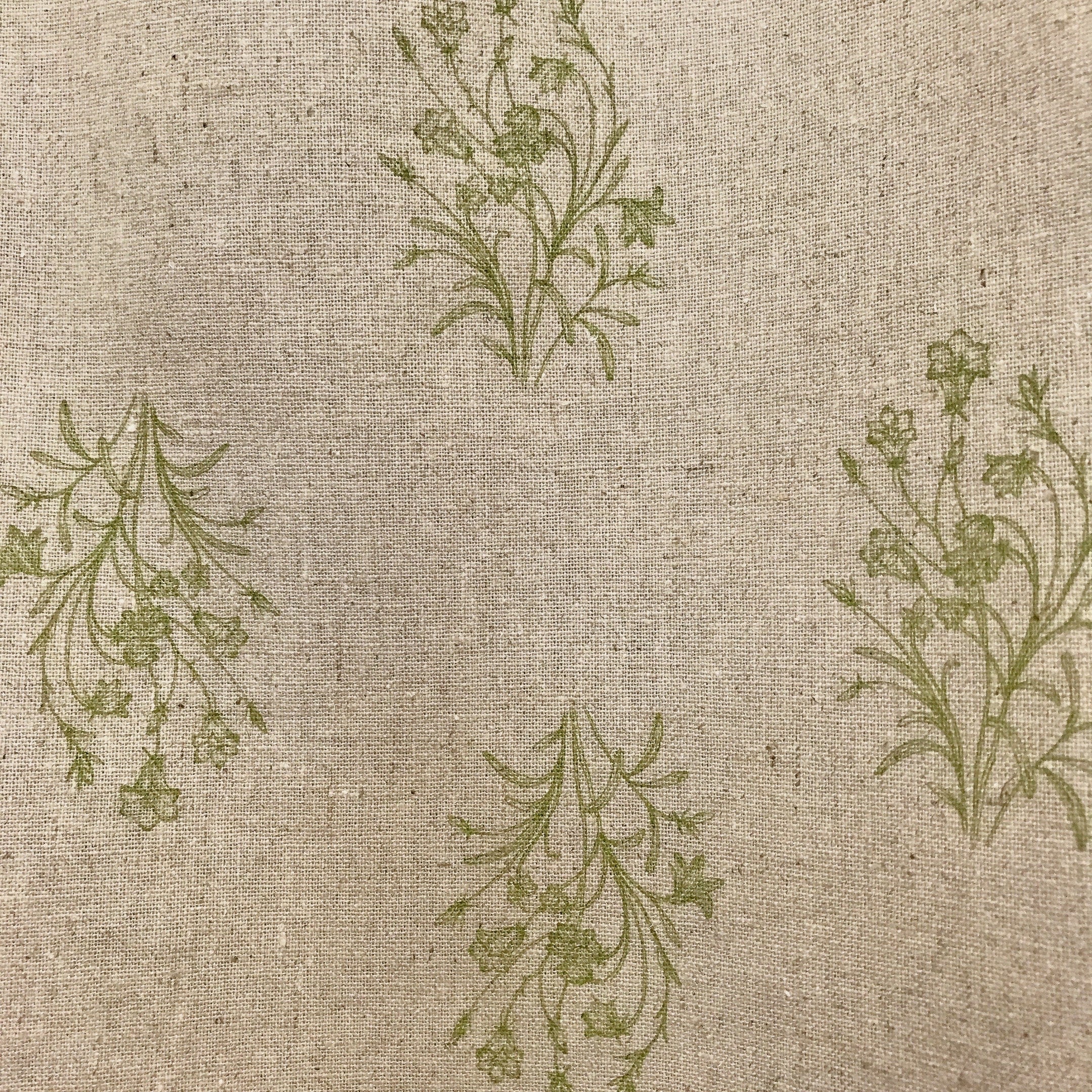 Olive Green Floral Curtain on Natural Beige