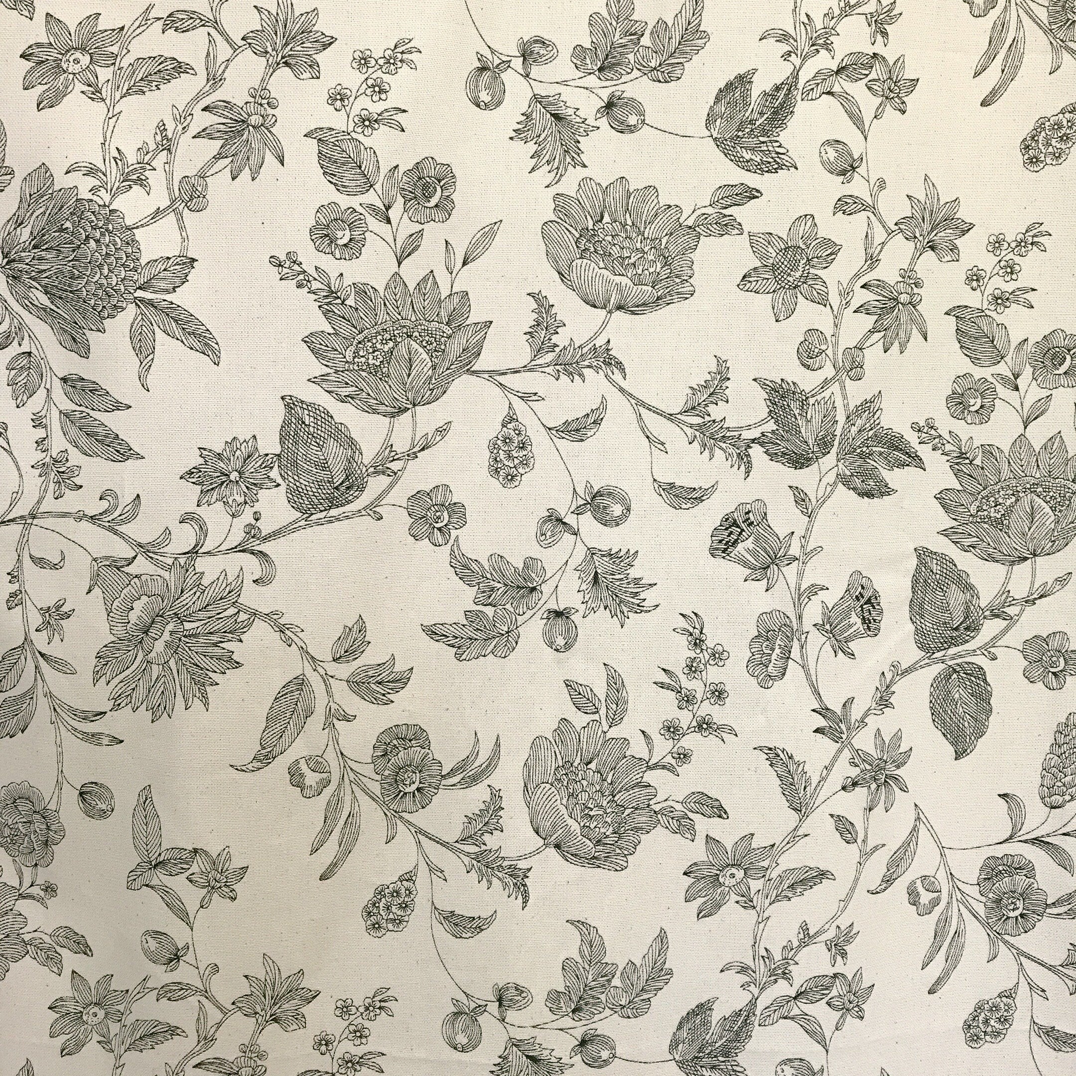 Black Floral Curtain on Natural Beige