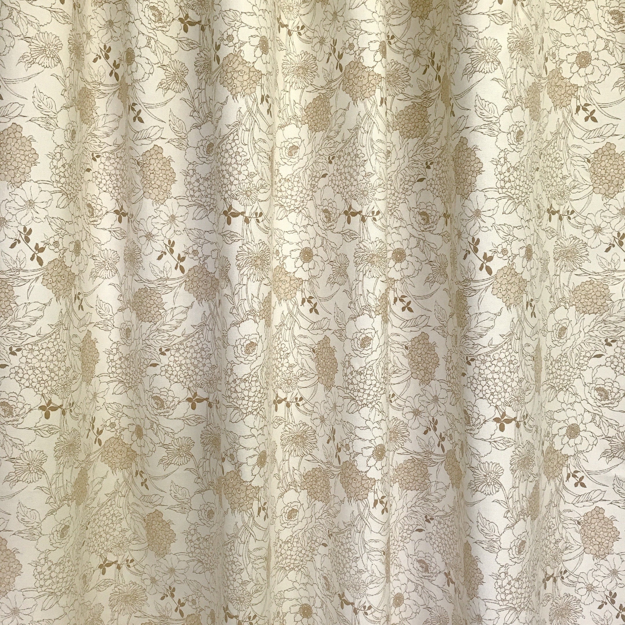 Brown Floral Curtain on Natural Beige