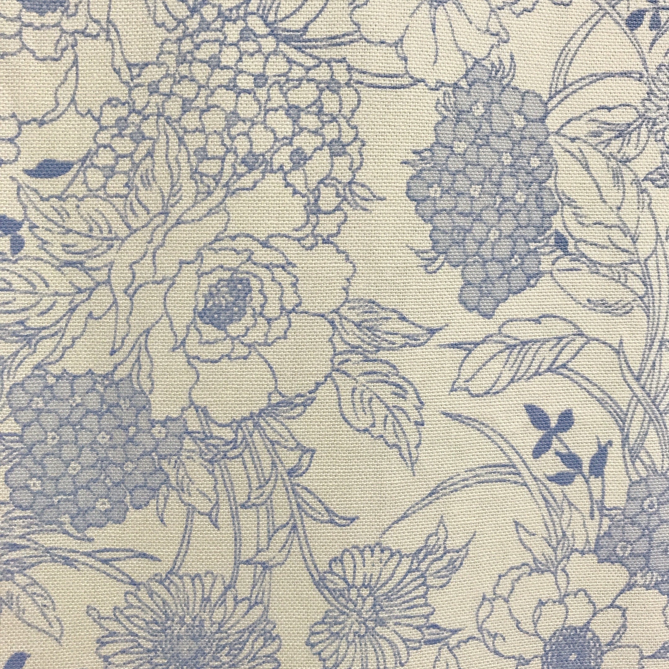 Light Blue Floral Curtain on White