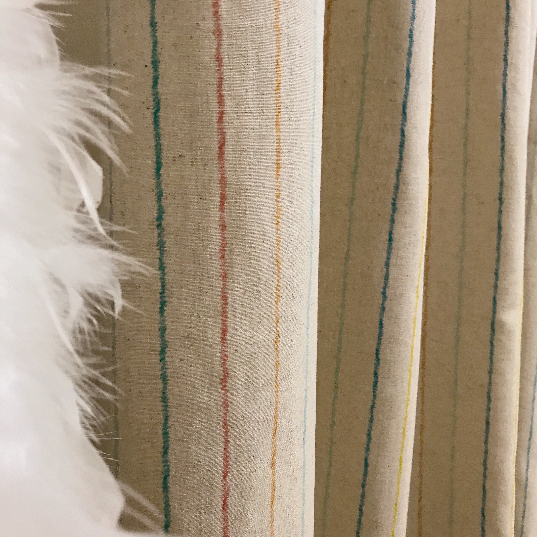 Multicolor Stripe Curtain on Natural Beige