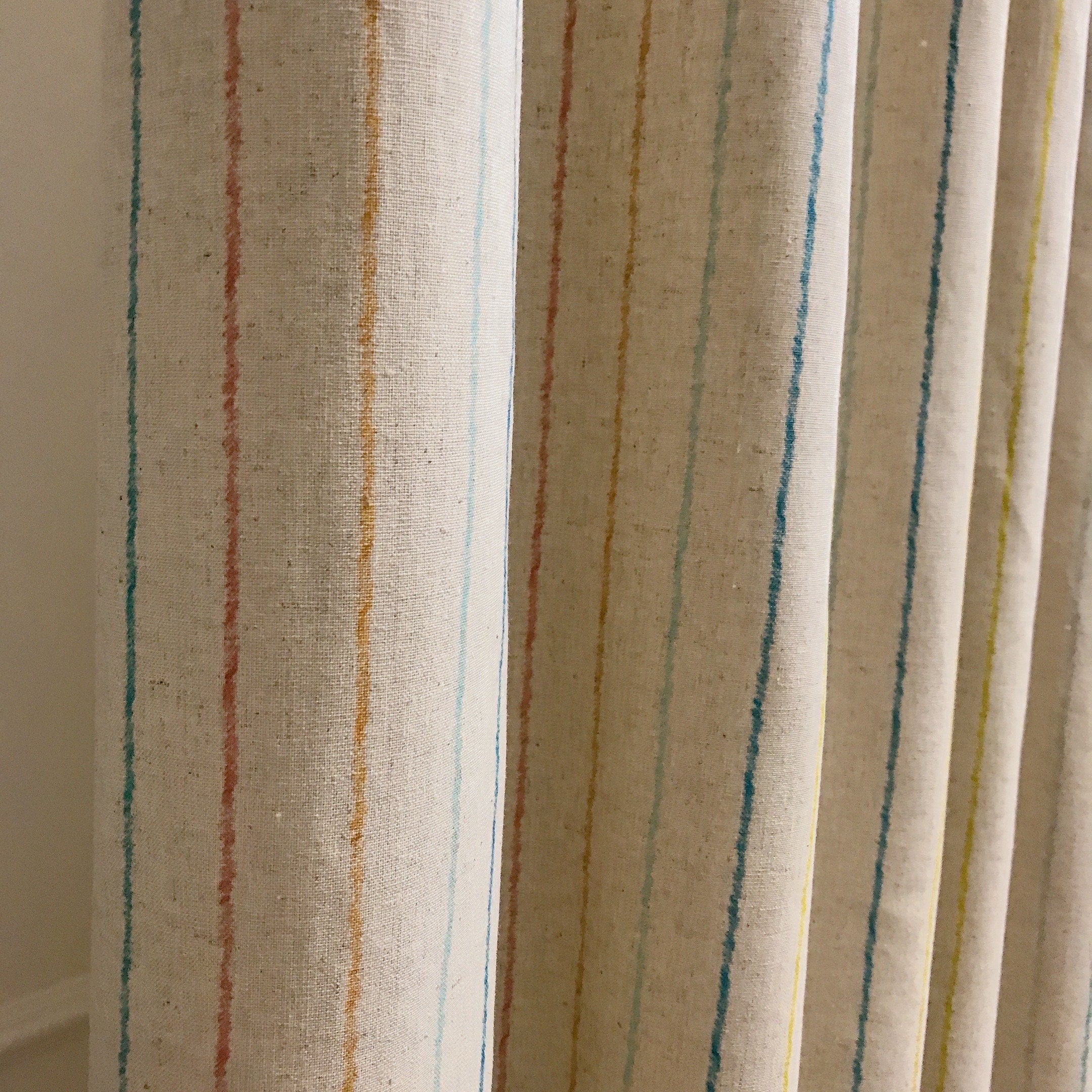 Multicolor Stripe Curtain on Natural Beige