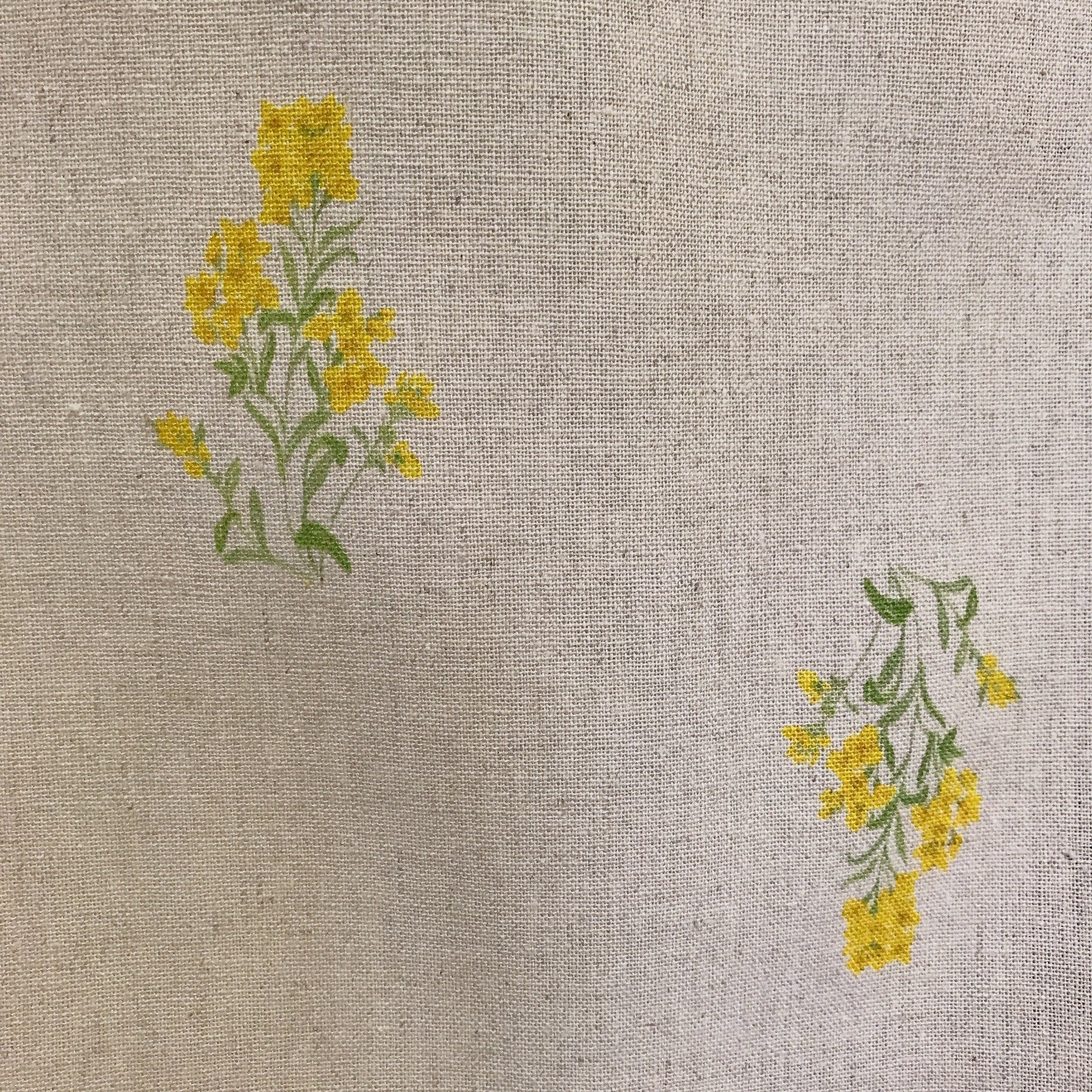 Lemon Yellow and Sage Green Floral Curtain on Natural Beige