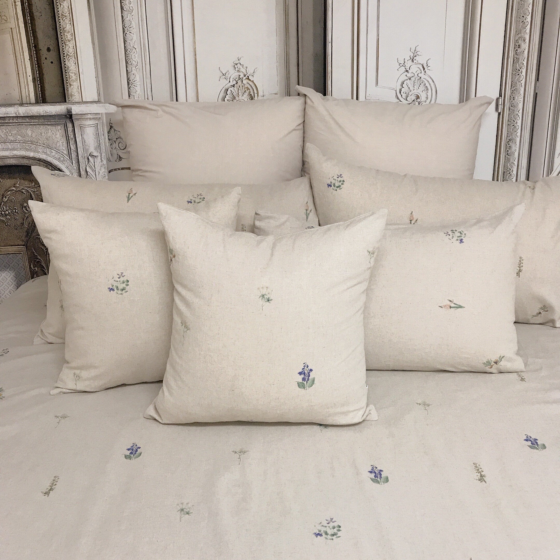 Subtle Botanical Duvet Cover on Natural Beige