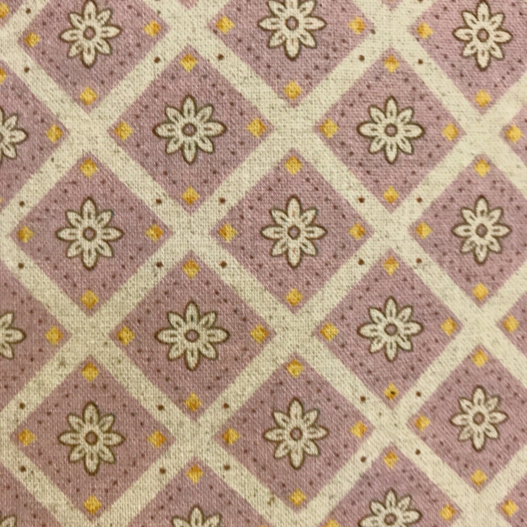 Brownish Purple Rhombus Curtain on Natural Beige