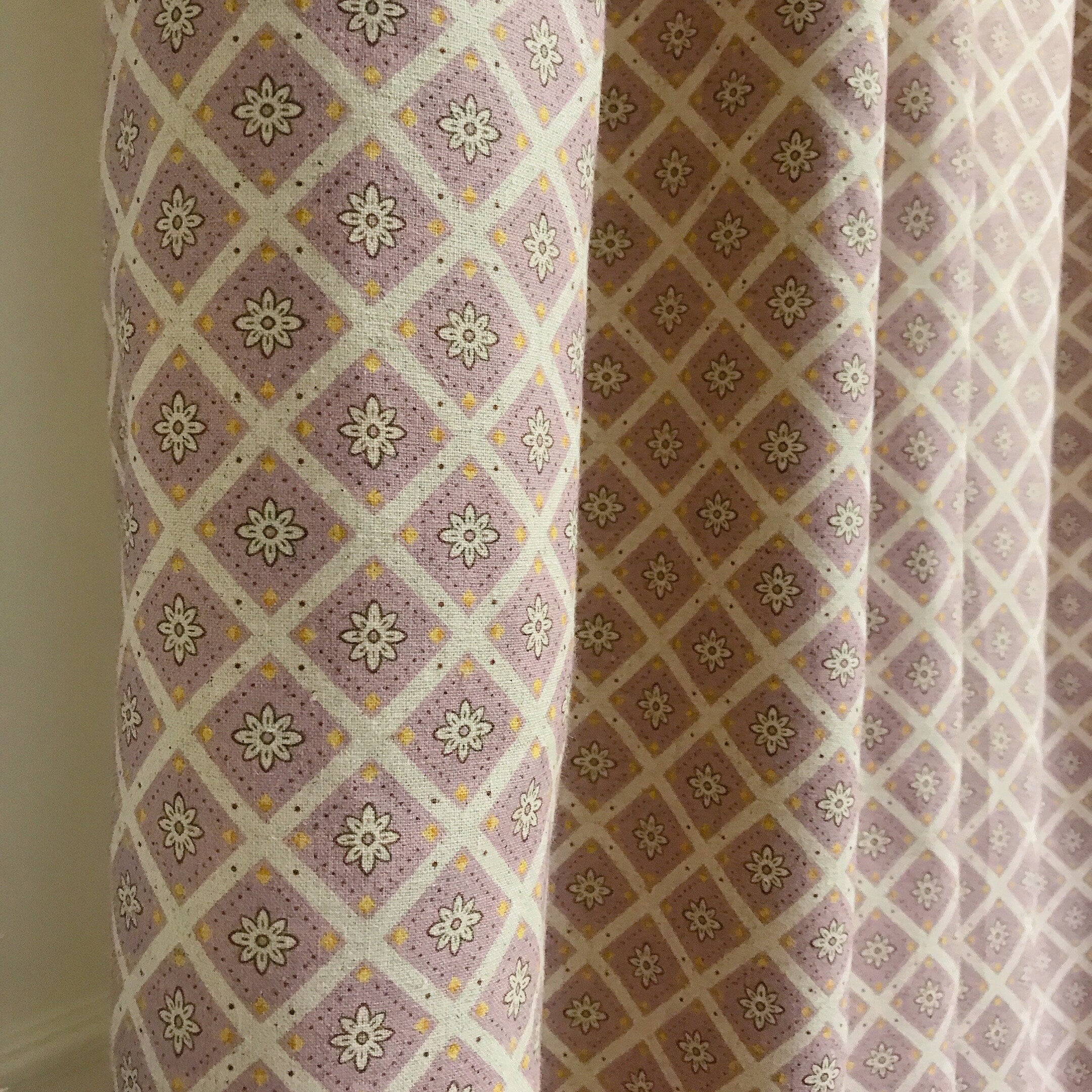 Brownish Purple Rhombus Curtain on Natural Beige