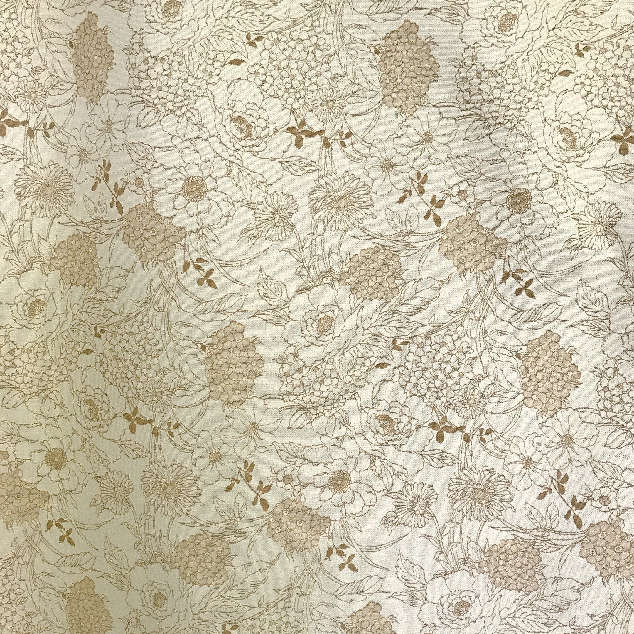 Brown Floral Curtain on Natural Beige