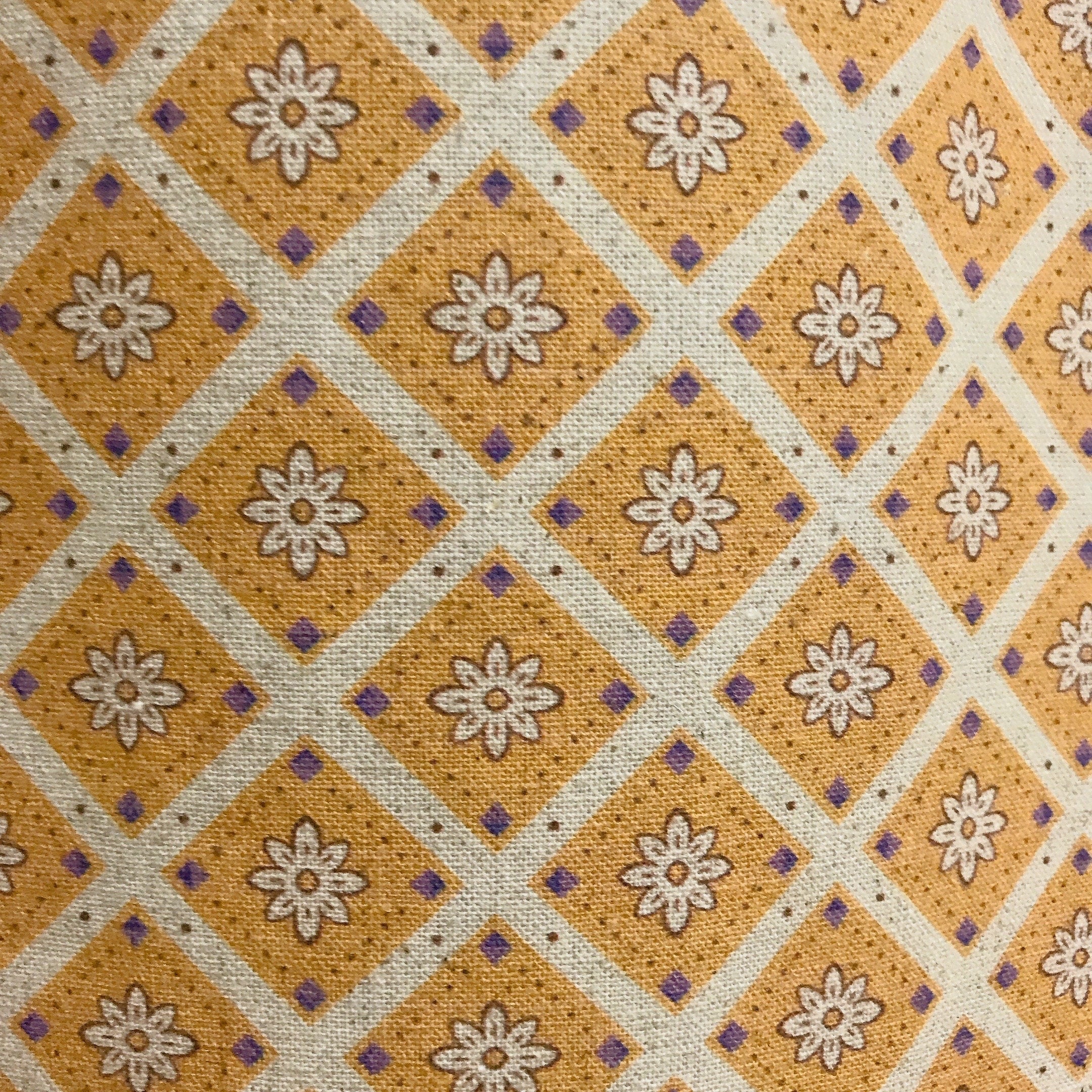 Camel and Beige Rhombus Floral Curtain on Natural Beige