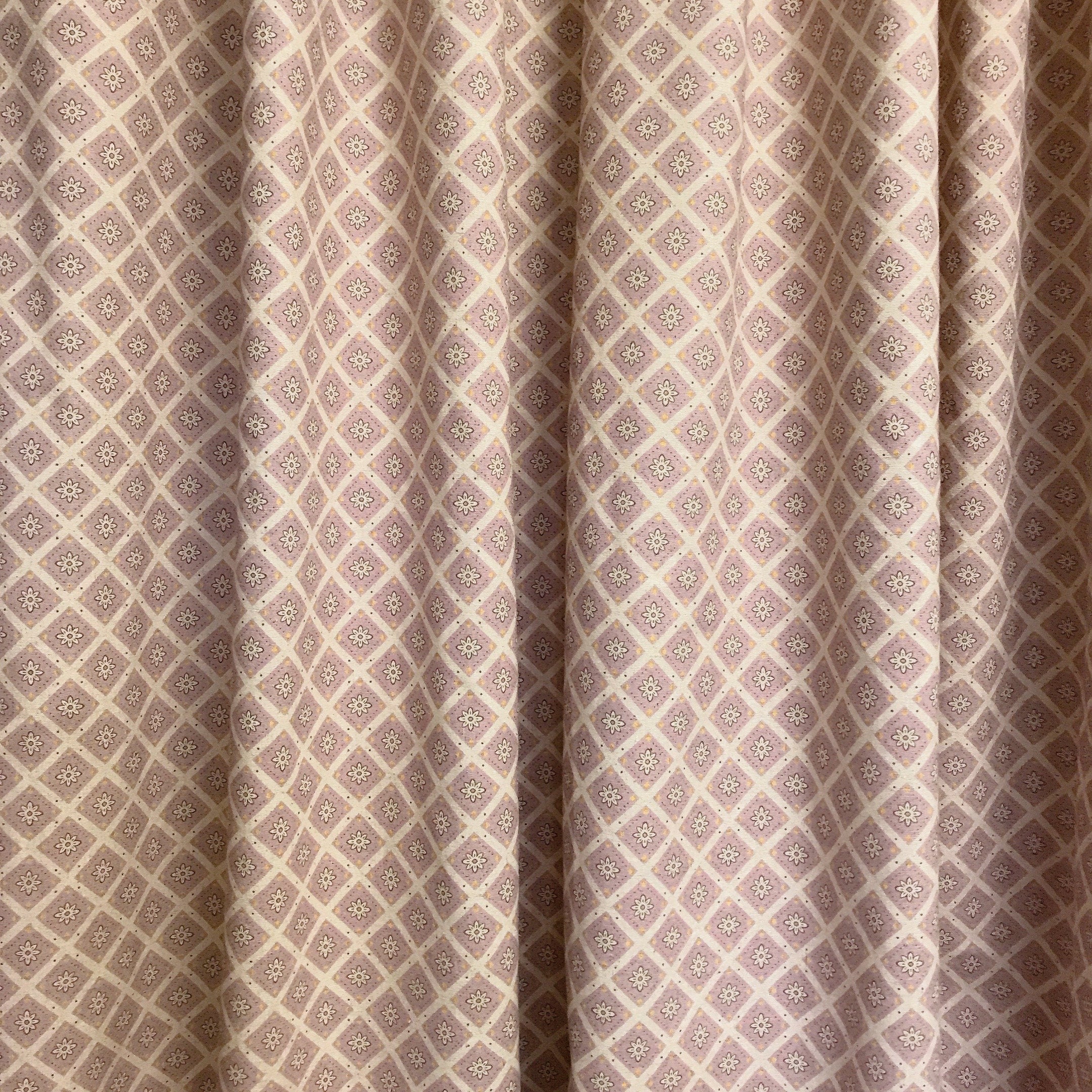 Brownish Purple Rhombus Curtain on Natural Beige