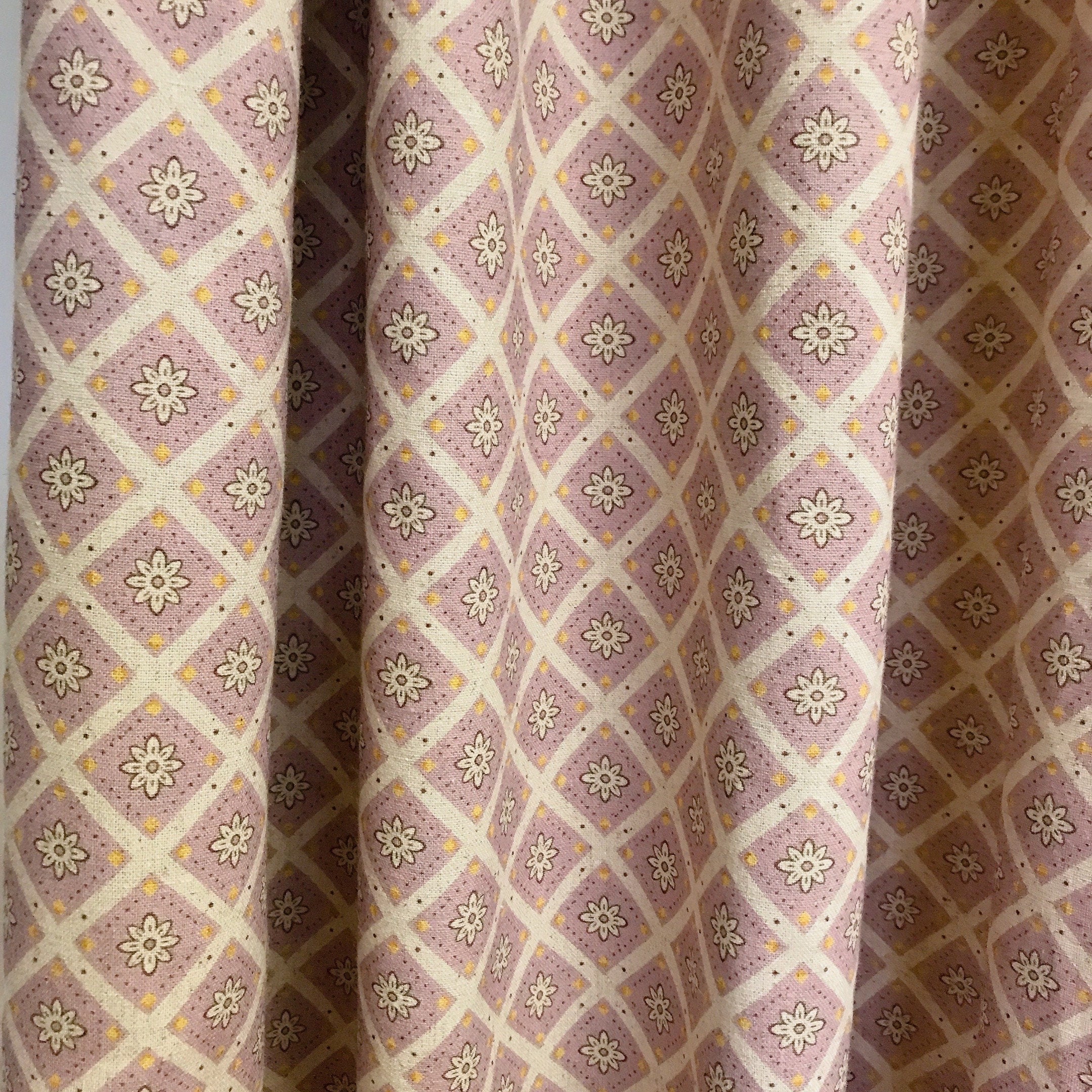 Brownish Purple Rhombus Curtain on Natural Beige