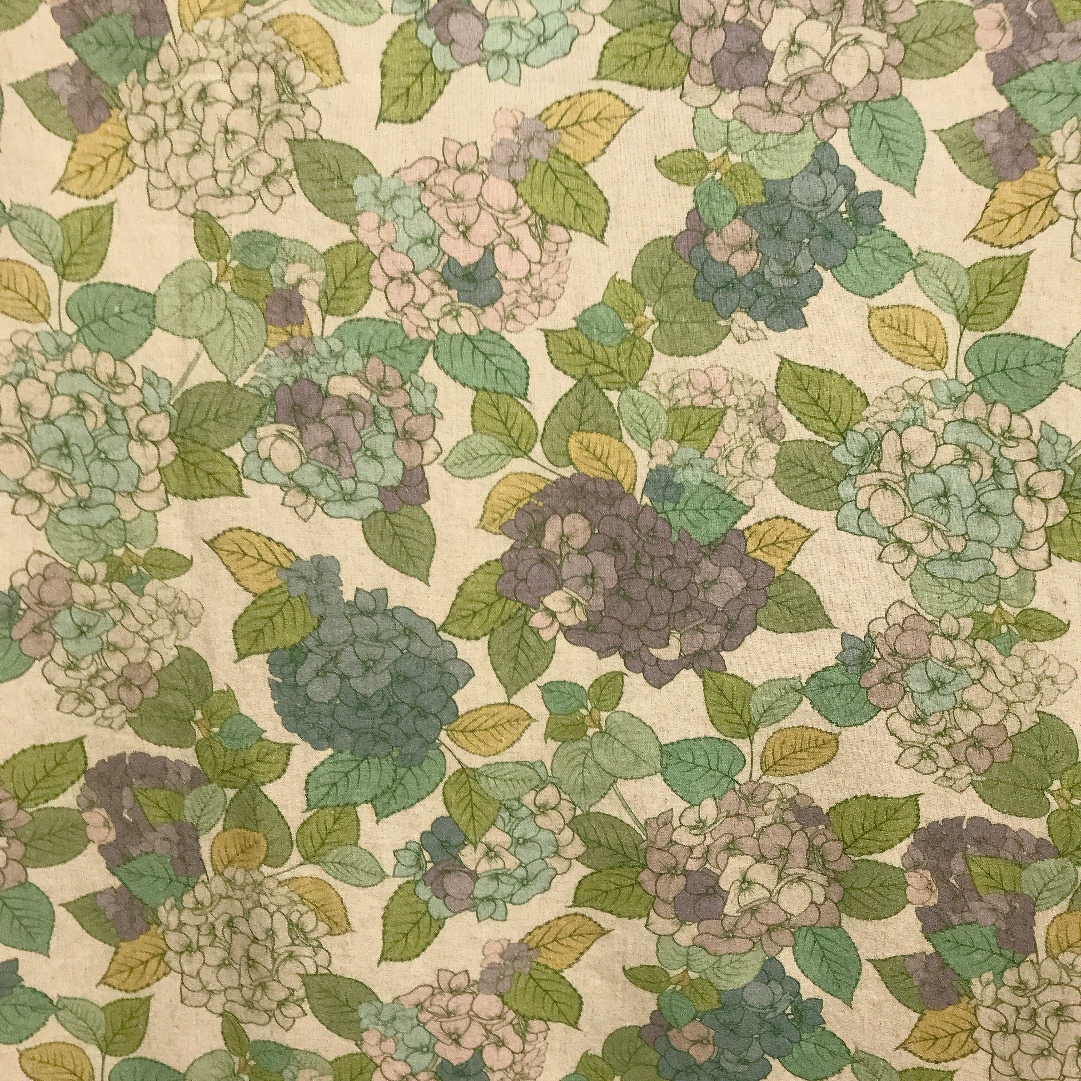 Purple Hydrangea Curtain on Natural Beige