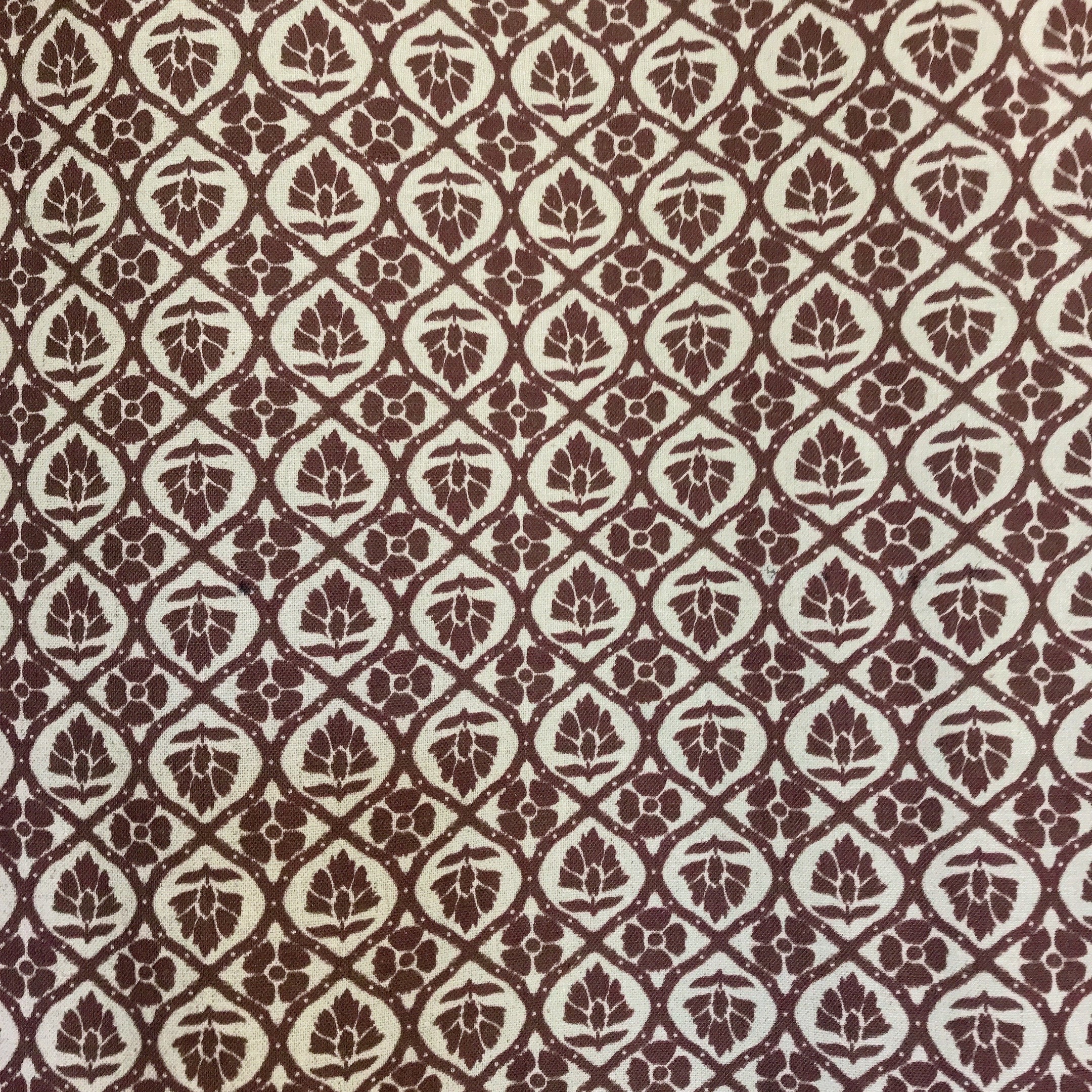 Dark Brown Floral Curtain on Natural Beige