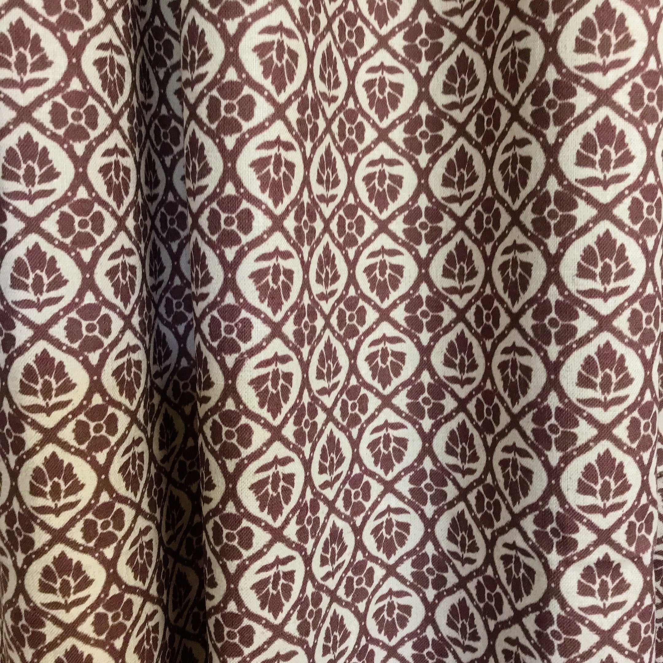 Dark Brown Floral Curtain on Natural Beige