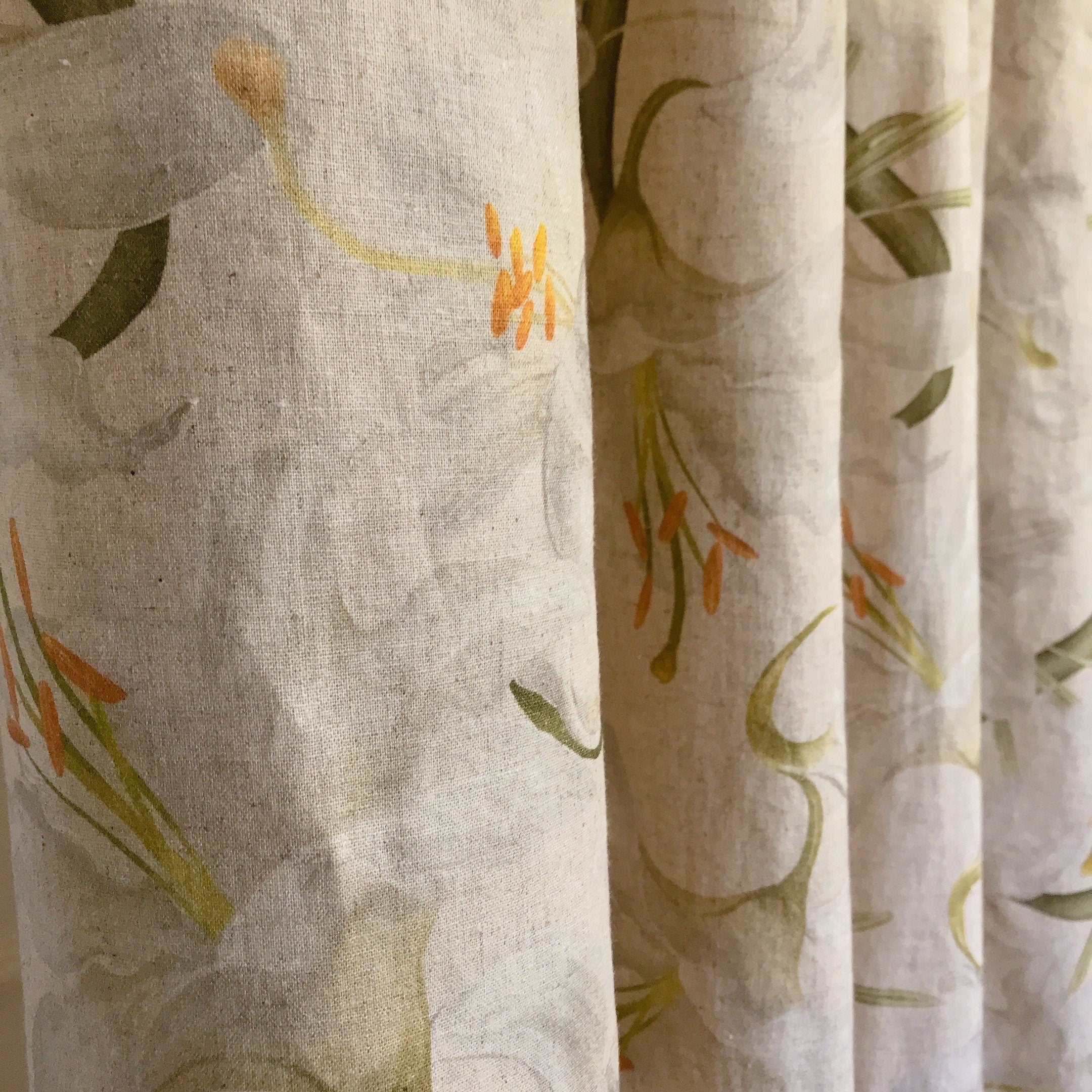 Light Grey Floral Curtain on Natural Beige