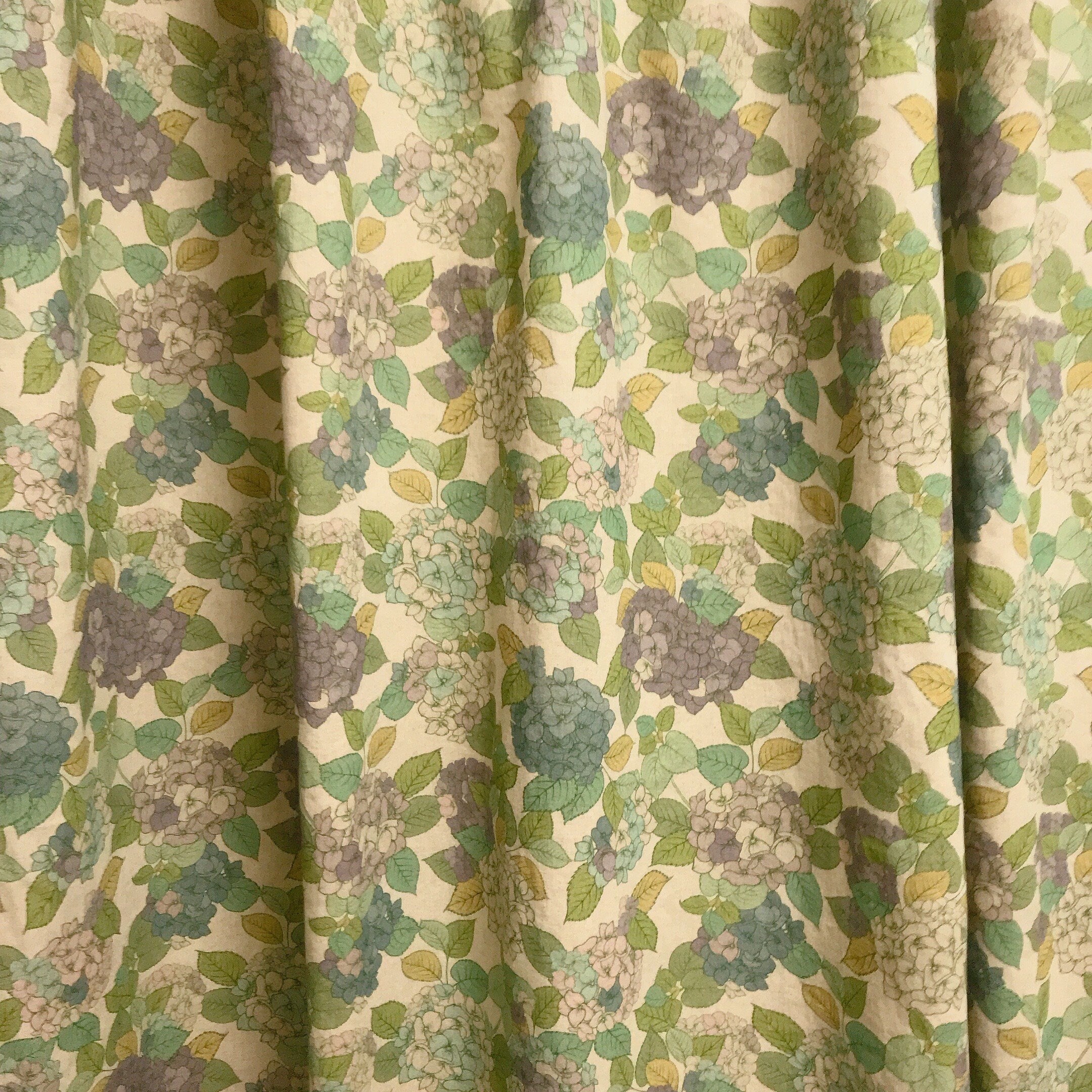 Purple Hydrangea Curtain on Natural Beige