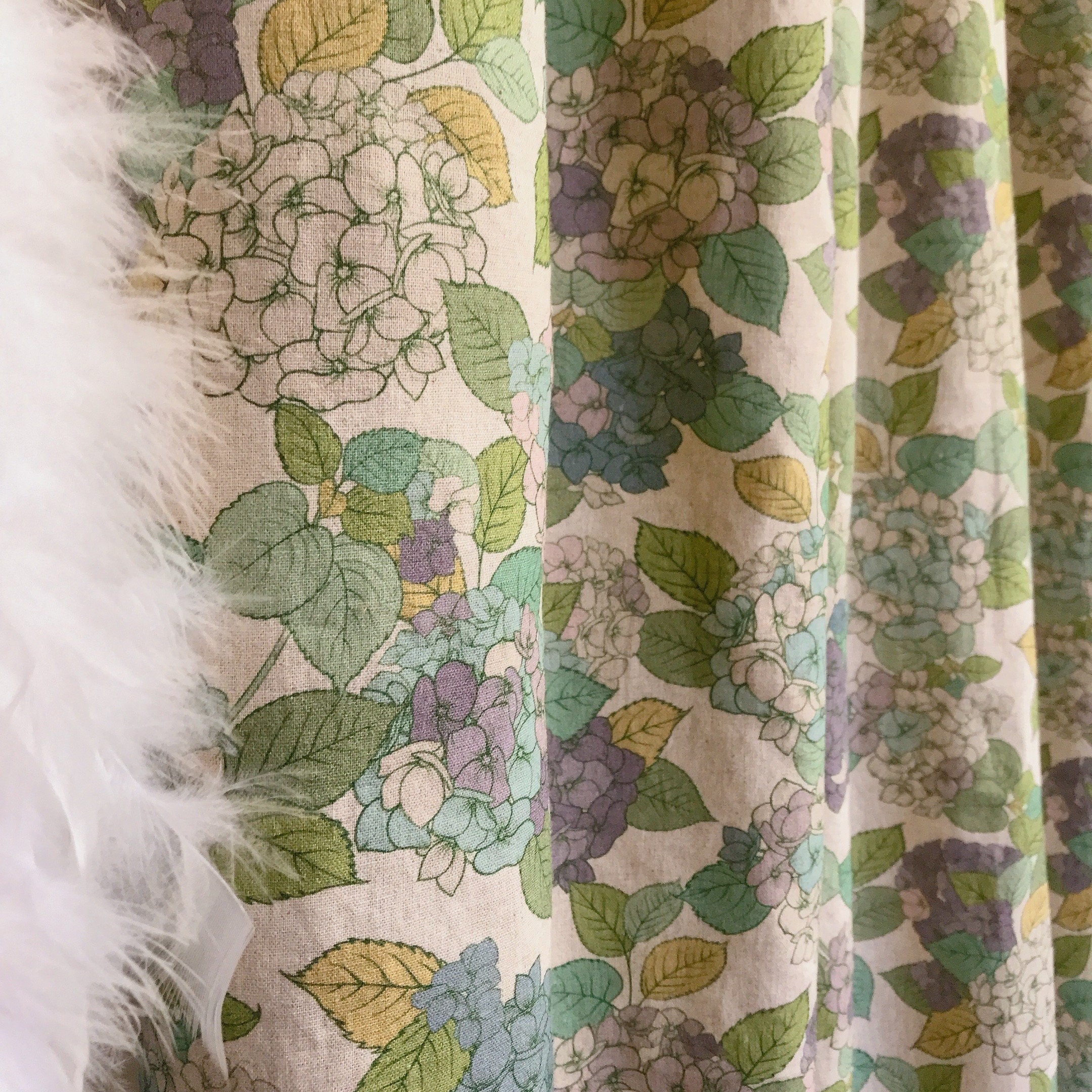 Purple Hydrangea Curtain on Natural Beige