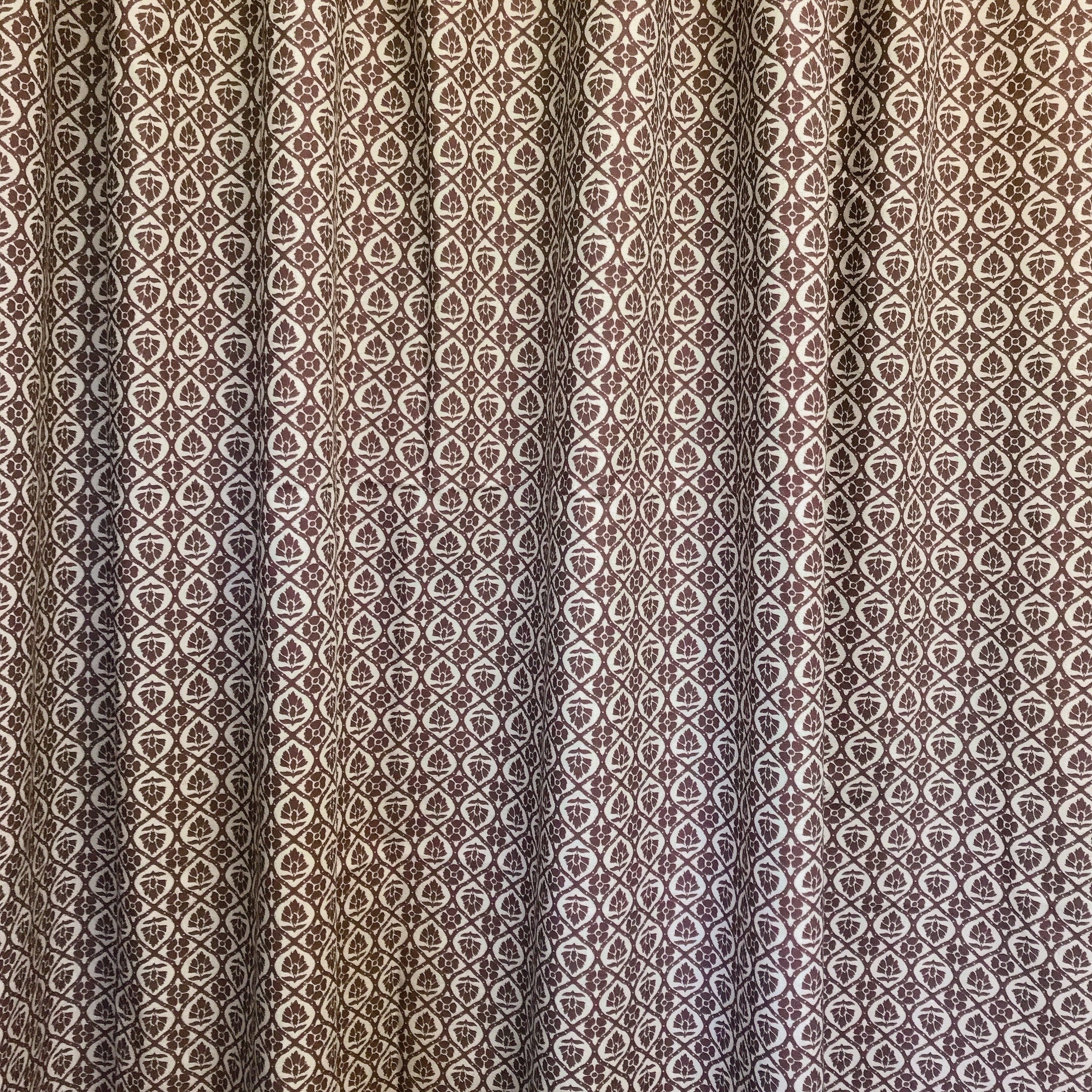 Dark Brown Floral Curtain on Natural Beige