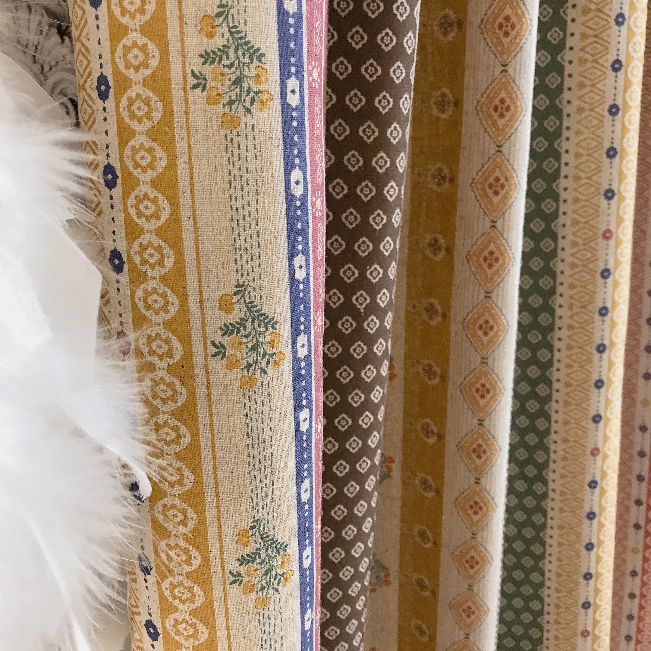 Multicolor Ethnic Print Curtain on Natural Beige