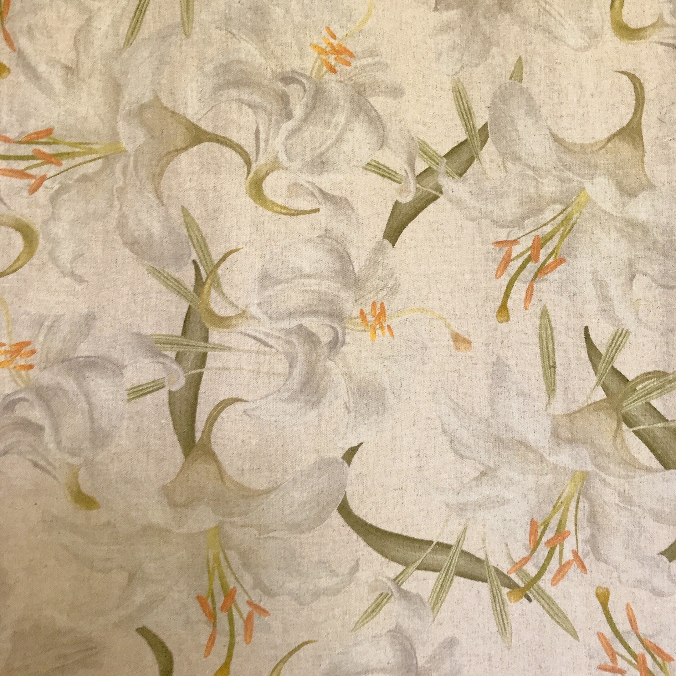 Light Grey Floral Curtain on Natural Beige