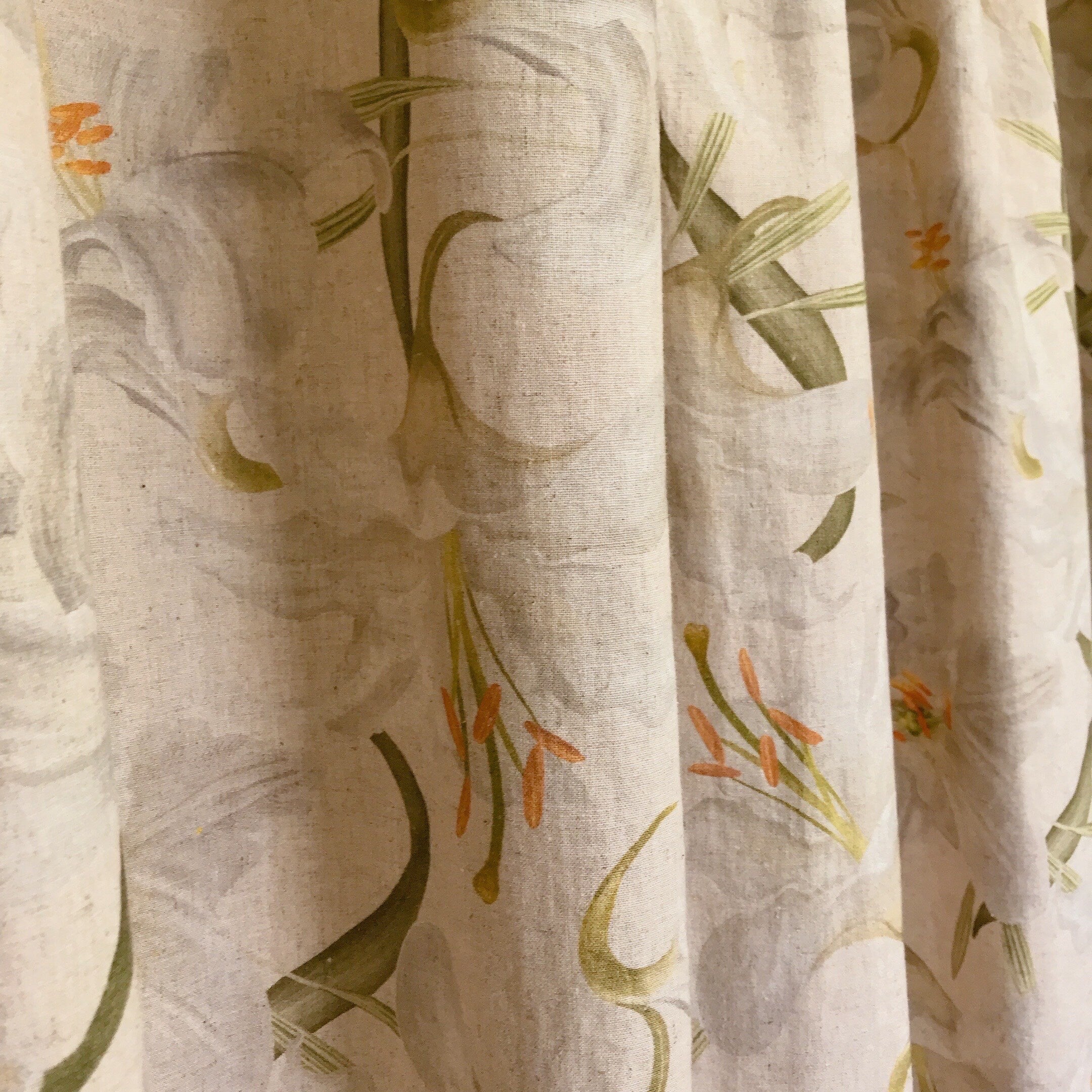 Light Grey Floral Curtain on Natural Beige