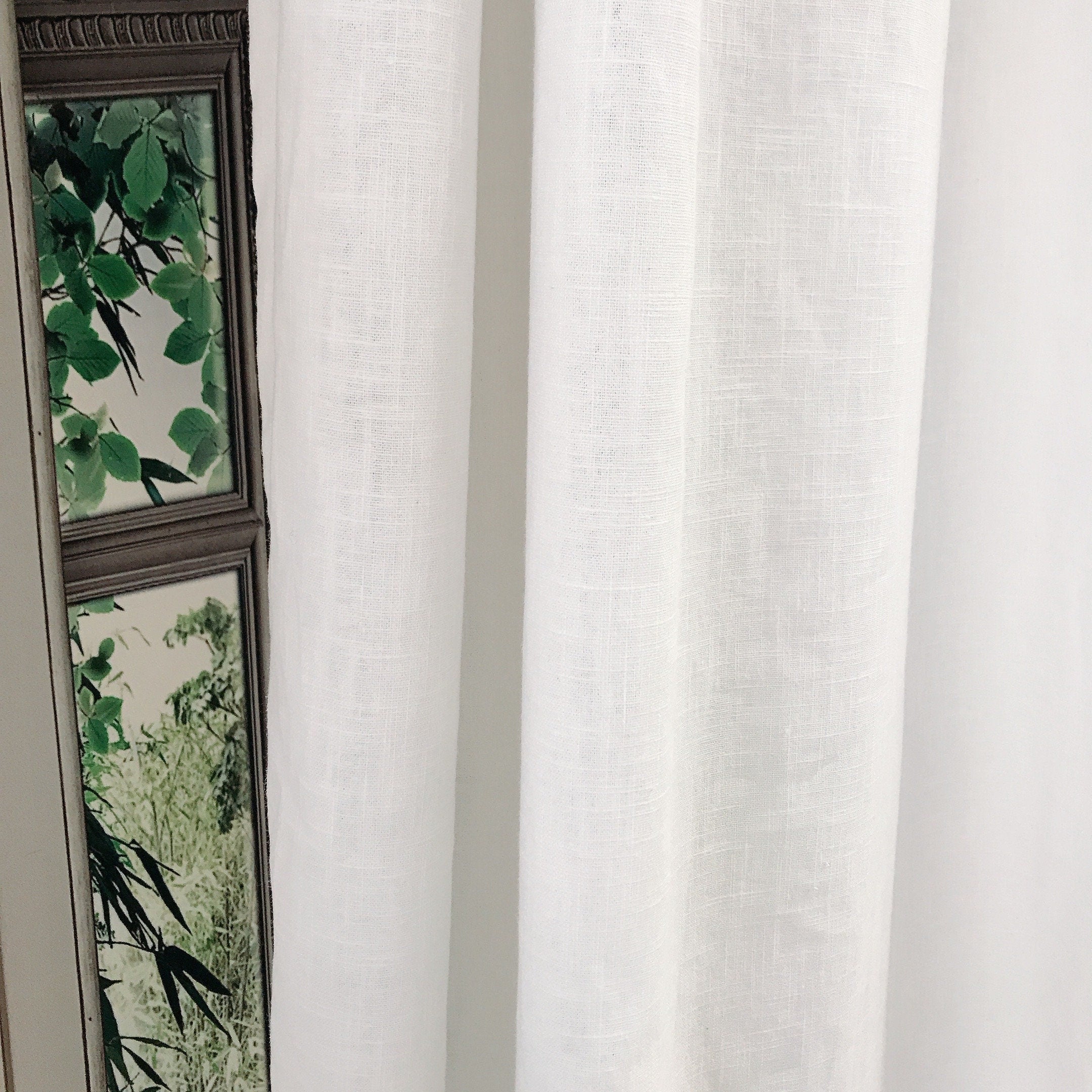 Soft Natural White Linen Curtain