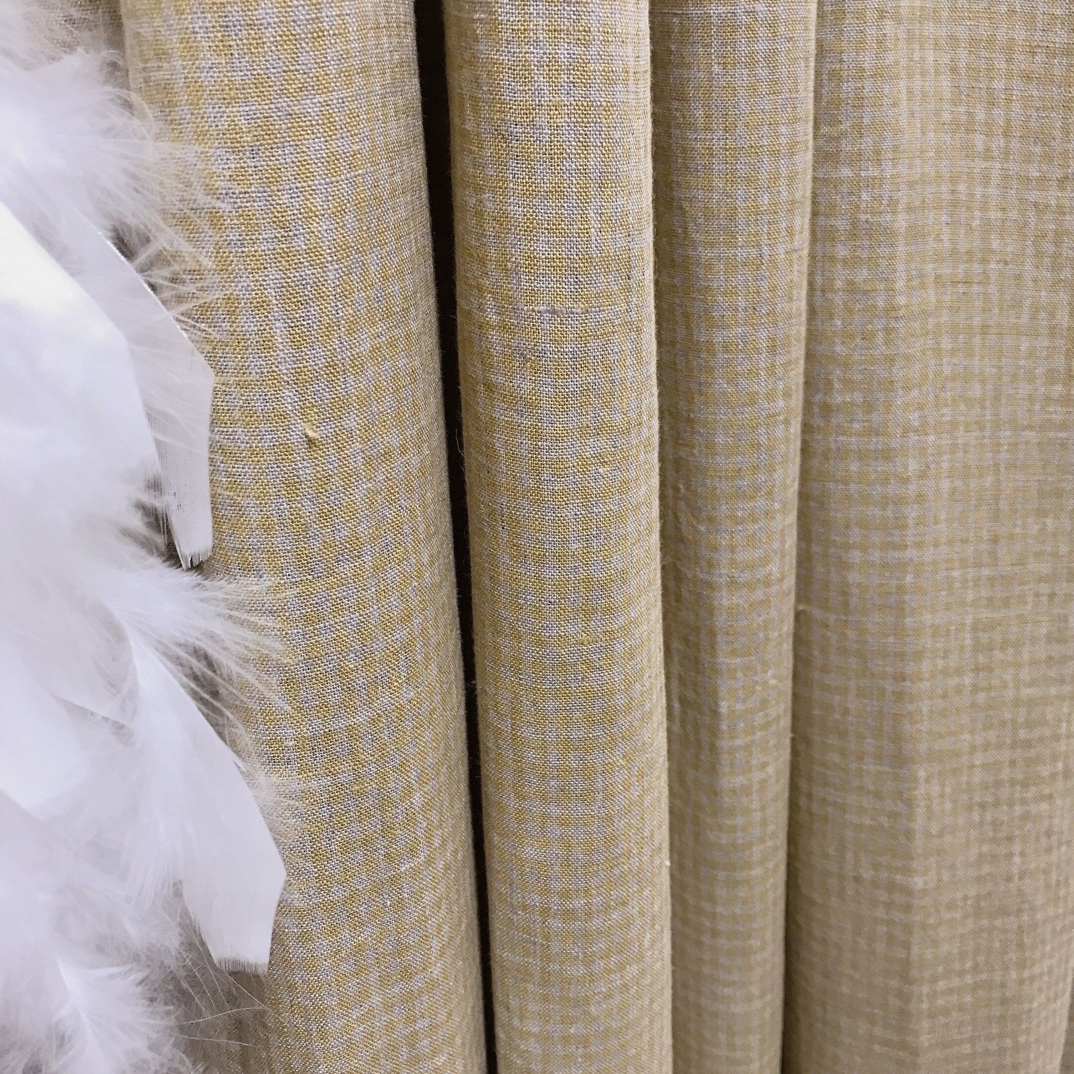 Soft Mustard Mini Gingham Linen Curtain
