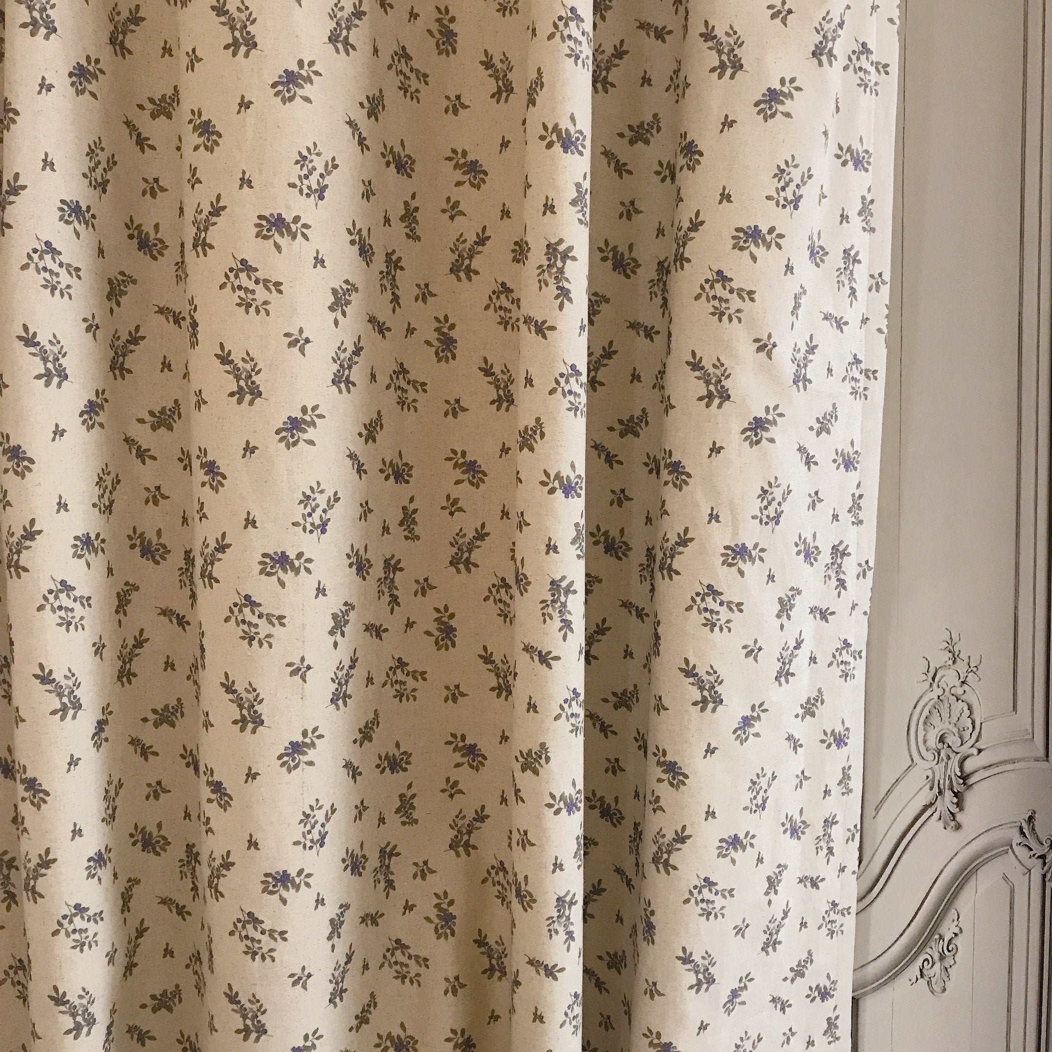 Blue Berry Curtain on Natural Beige