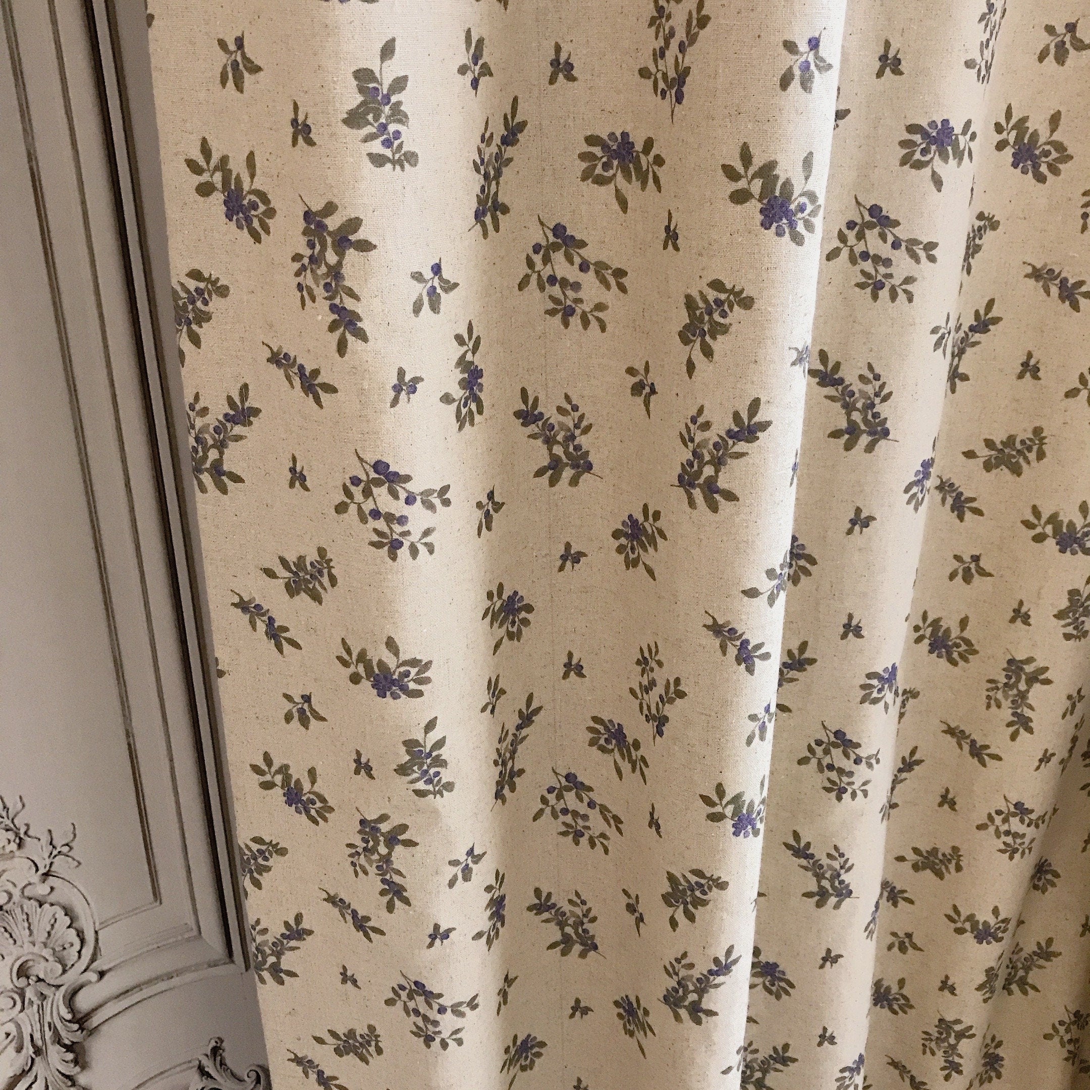 Blue Berry Curtain on Natural Beige