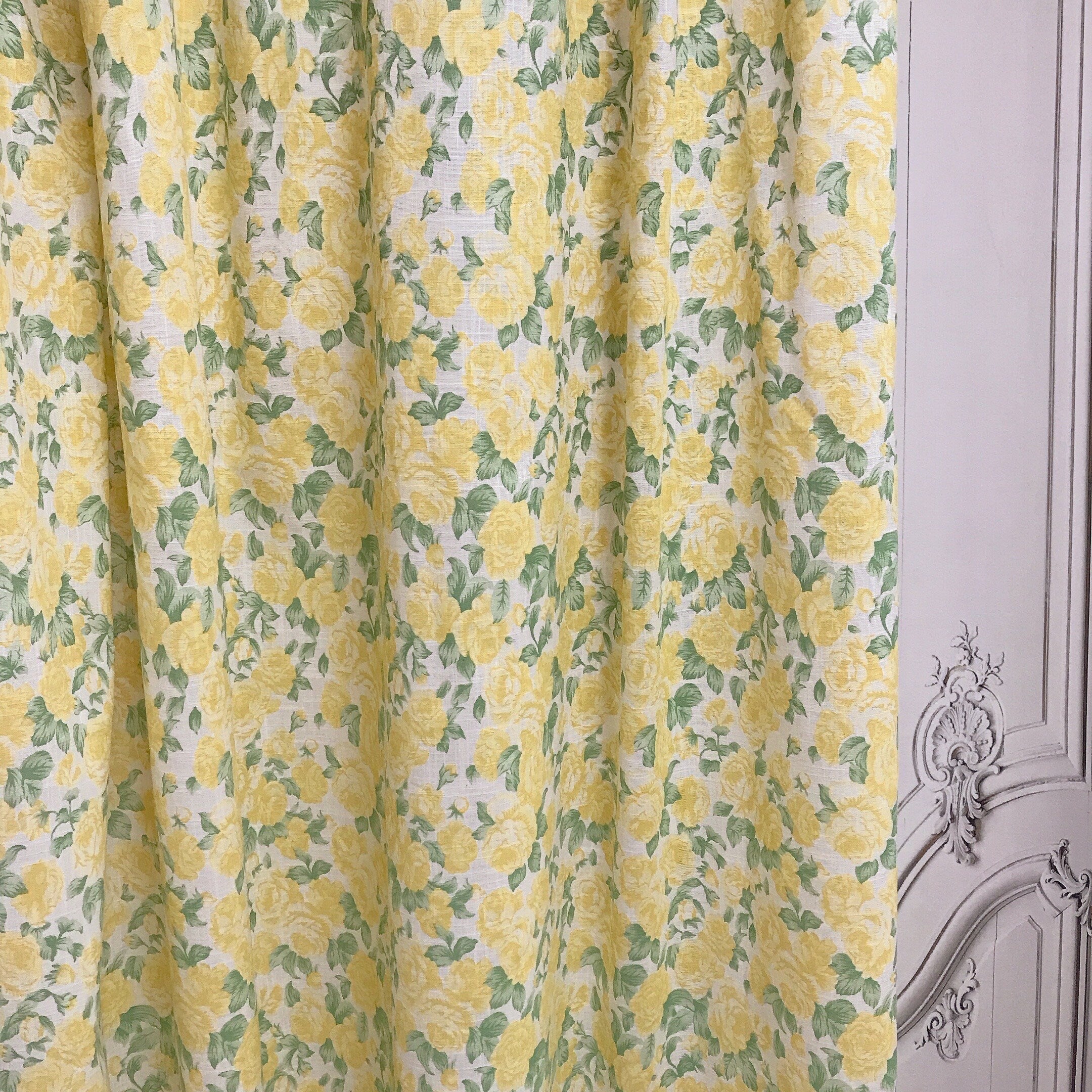 Yellow Roses Curtain on Natural Beige