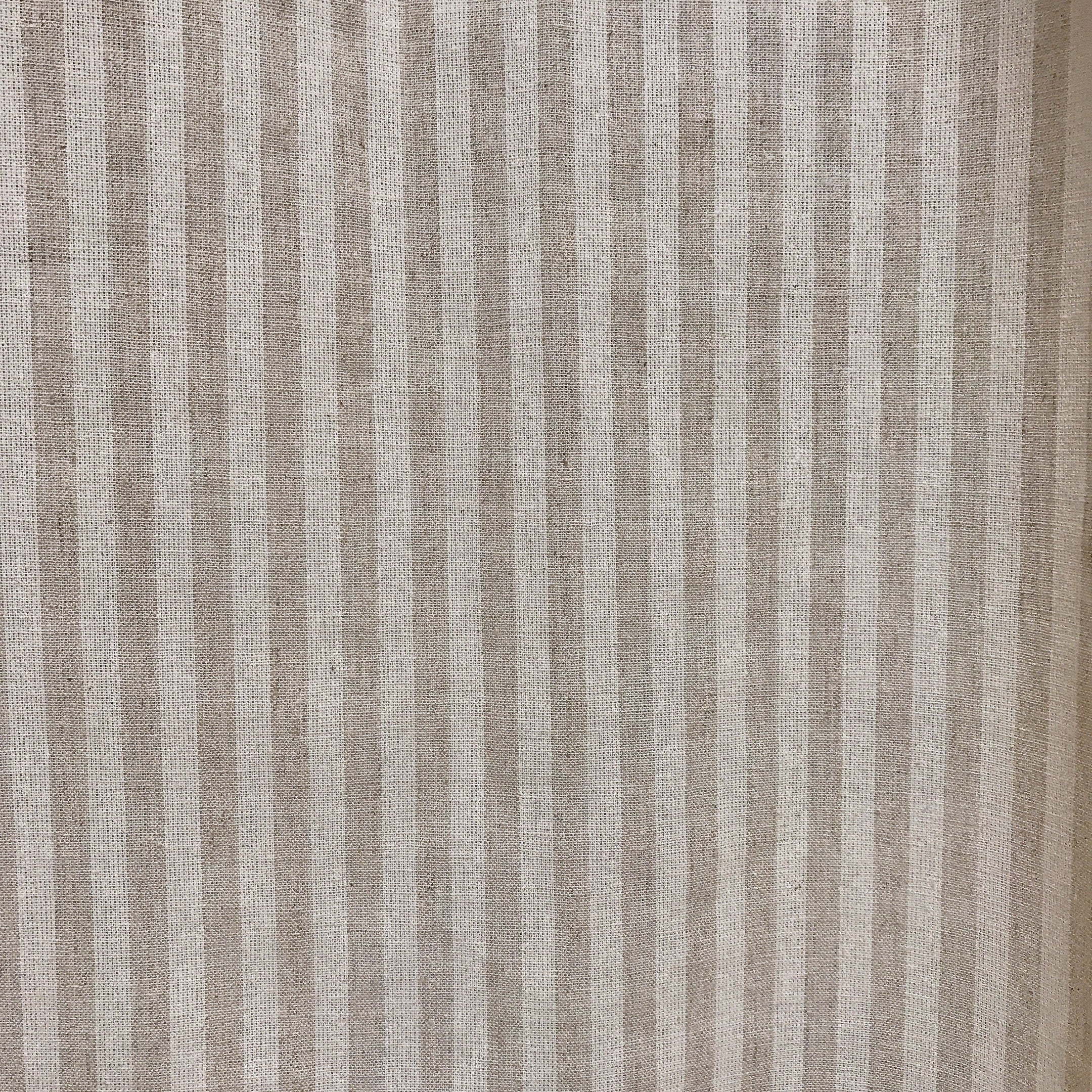 Oatmeal Vertical Stripe Linen Curtain on Natural Beige
